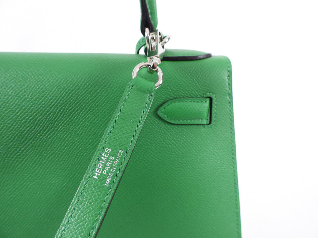 Hermes Kelly 28 Sellier Epsom Green Bamboo PHW Bag
