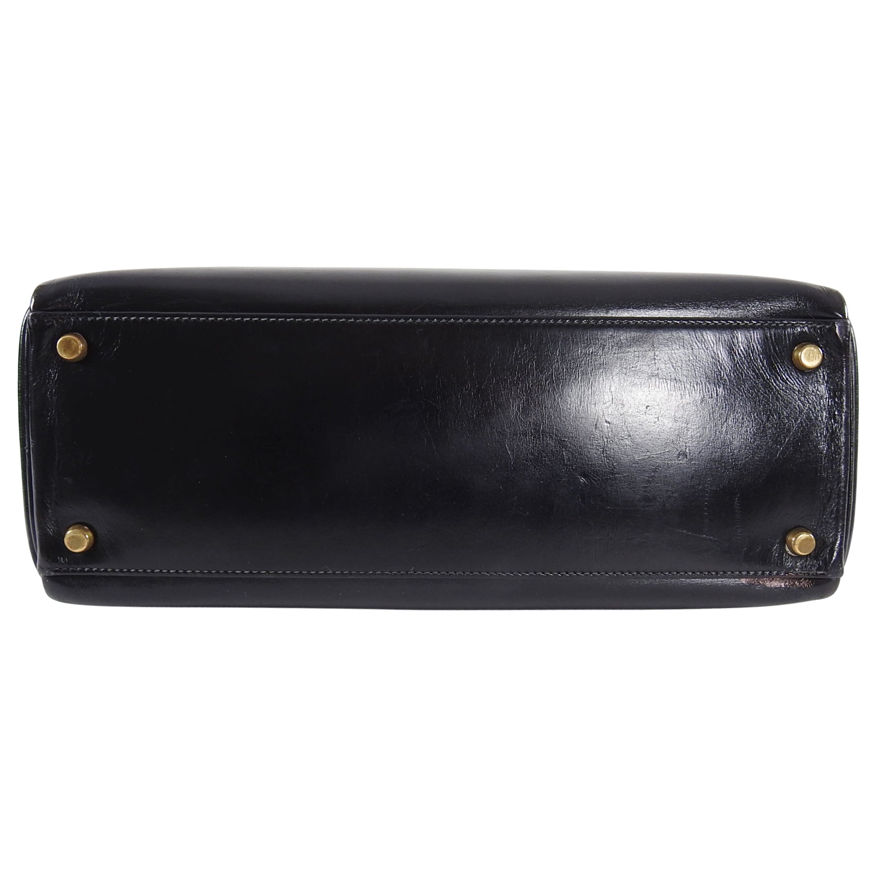 Hermes Vintage 1986 Kelly Retourne 32 Black Box Calf Leather Bag GHW