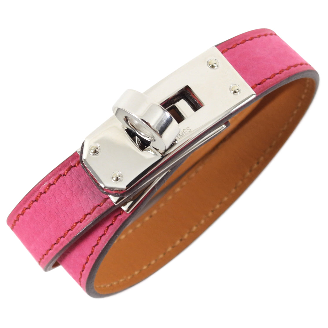 Hermes Pink Magnolia Nubuck Kelly Double Tour Bracelet
