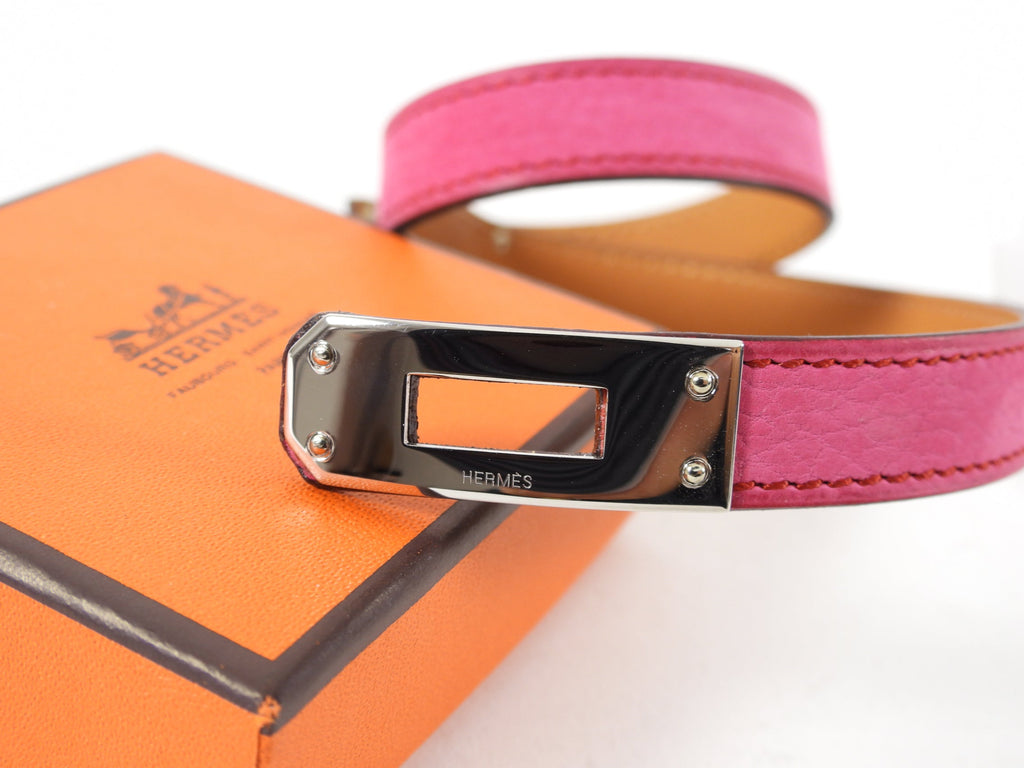 Hermes Pink Magnolia Nubuck Kelly Double Tour Bracelet