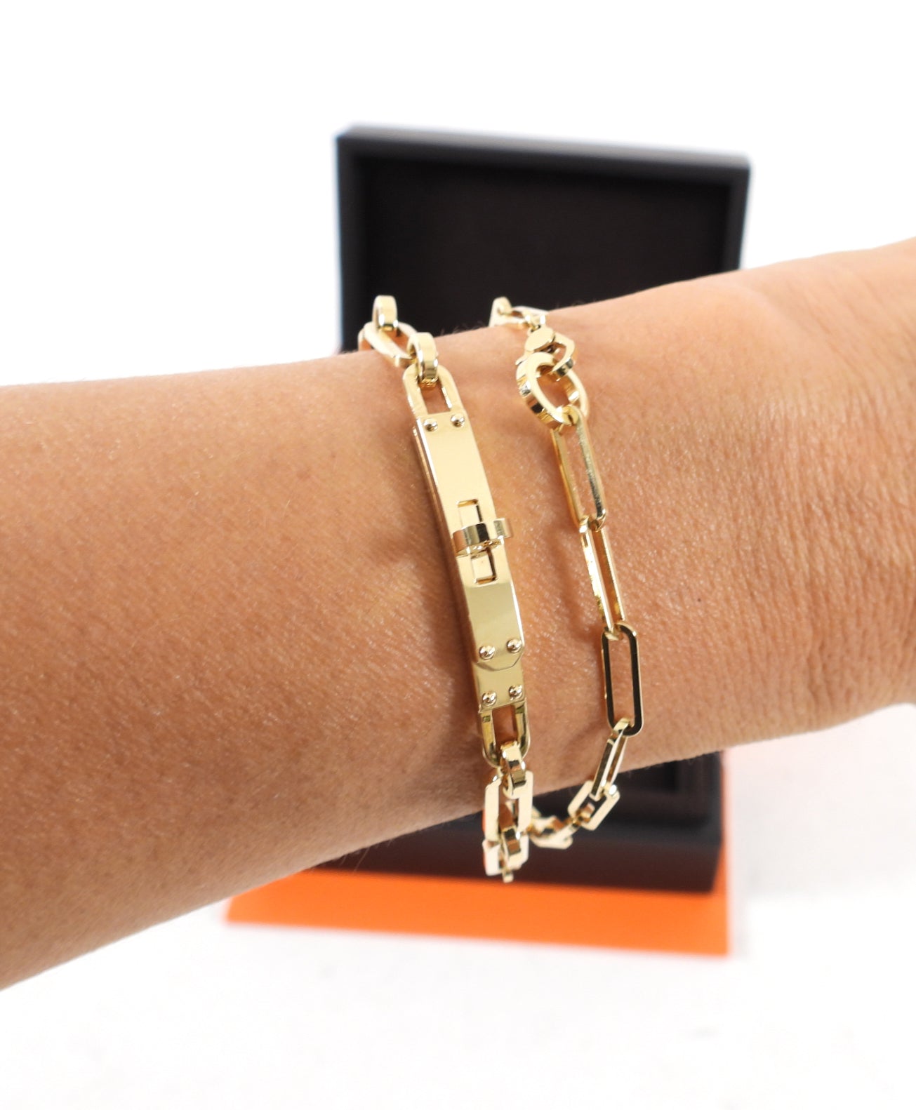 Hermes 18k Yellow Gold Kelly Choker / Double Bracelet