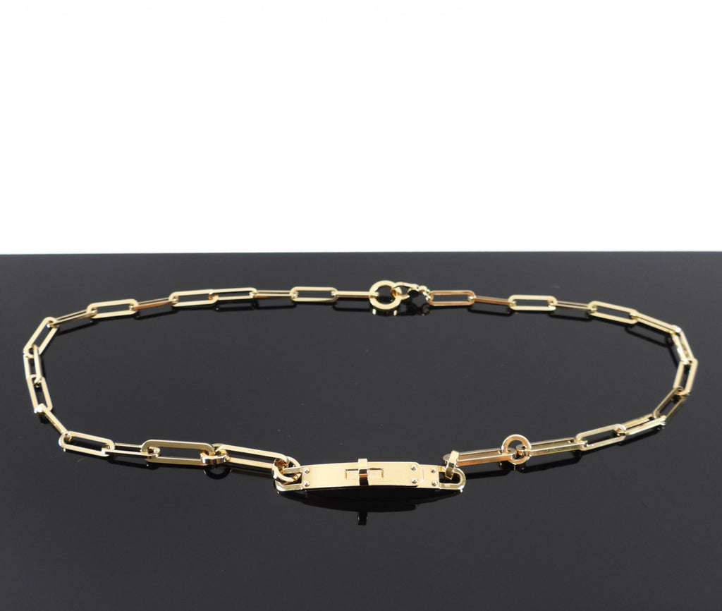 Hermes 18k Yellow Gold Kelly Choker / Double Bracelet