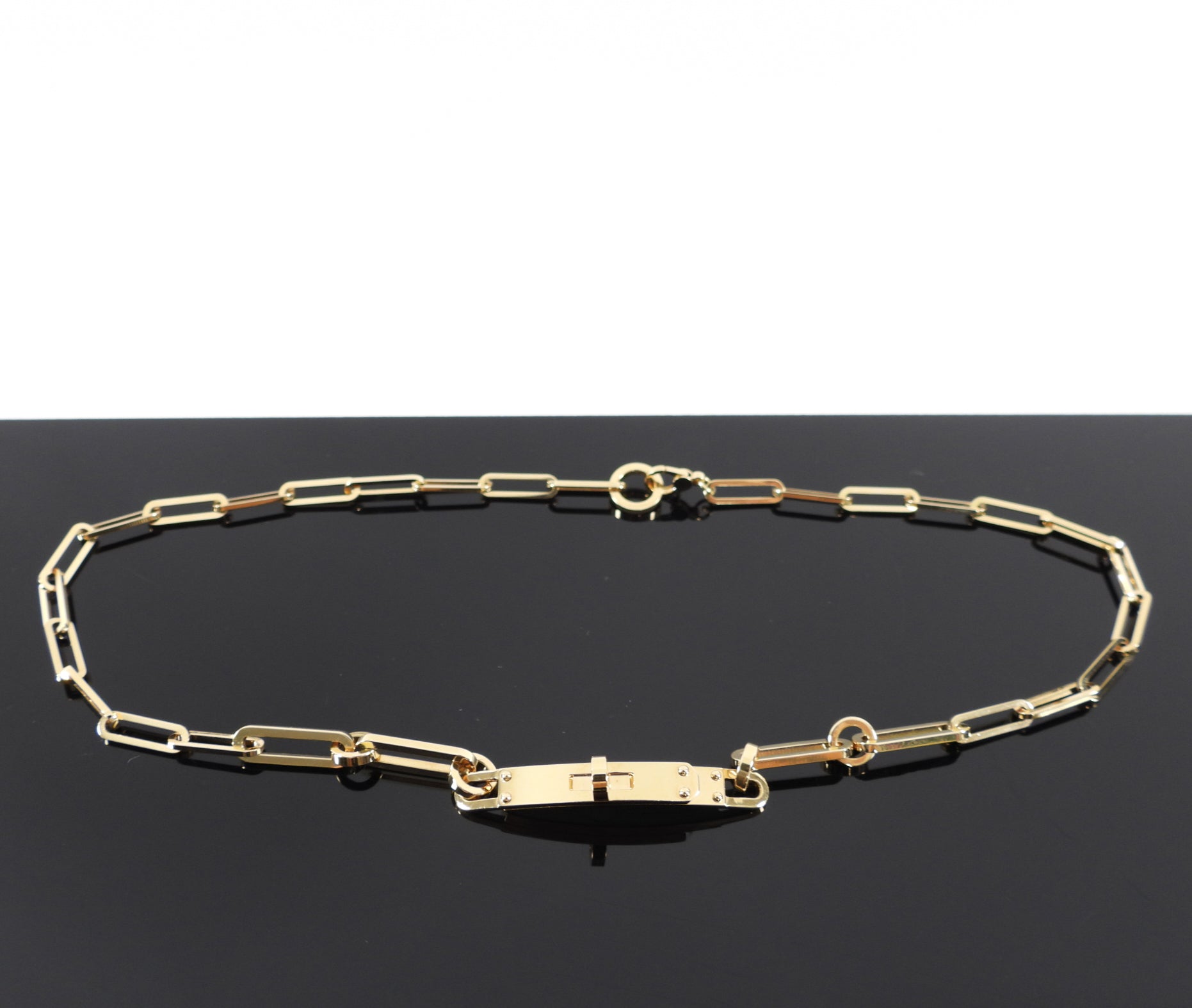 Hermes 18k Yellow Gold Kelly Choker / Double Bracelet
