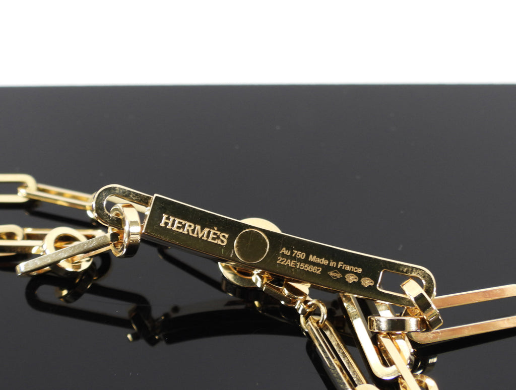 Hermes 18k Yellow Gold Kelly Choker / Double Bracelet
