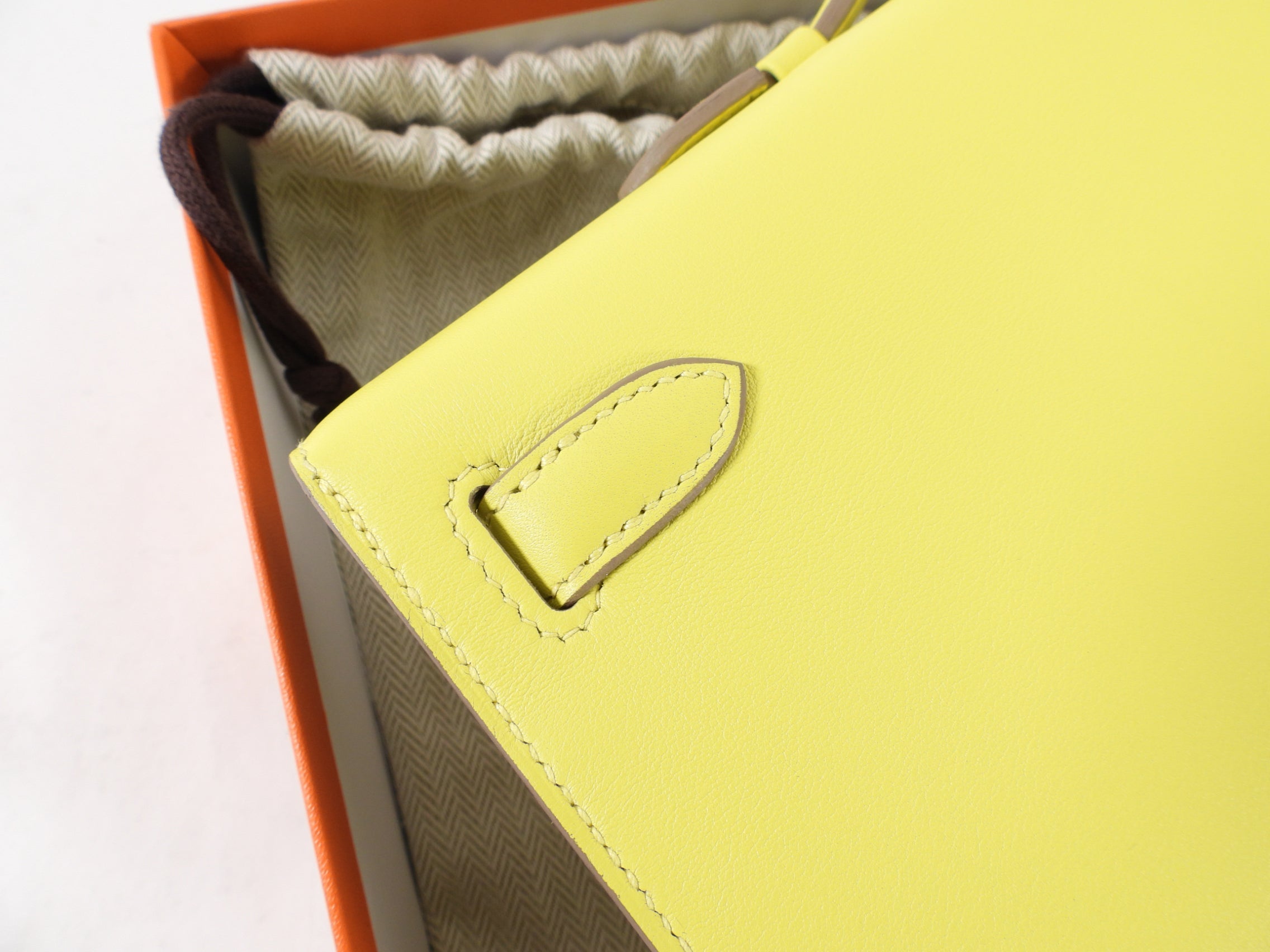 Hermes Lime Pochette Kelly Cut Swift Bag GHW