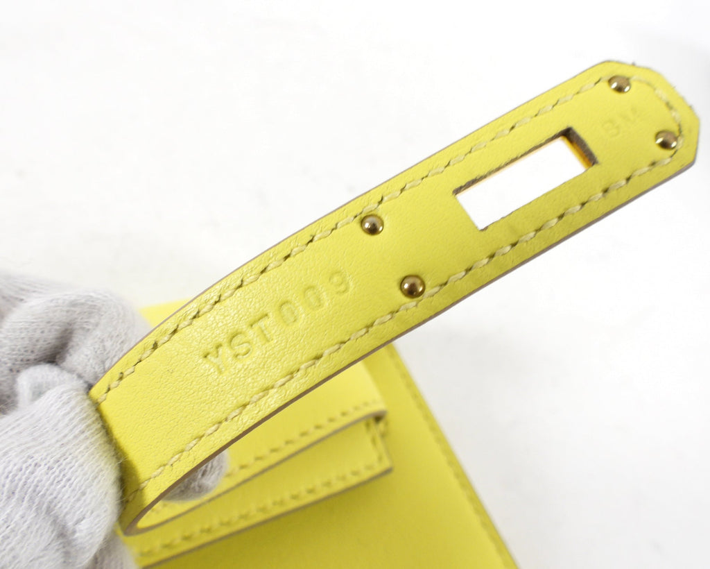 Hermes Lime Pochette Kelly Cut Swift Bag GHW