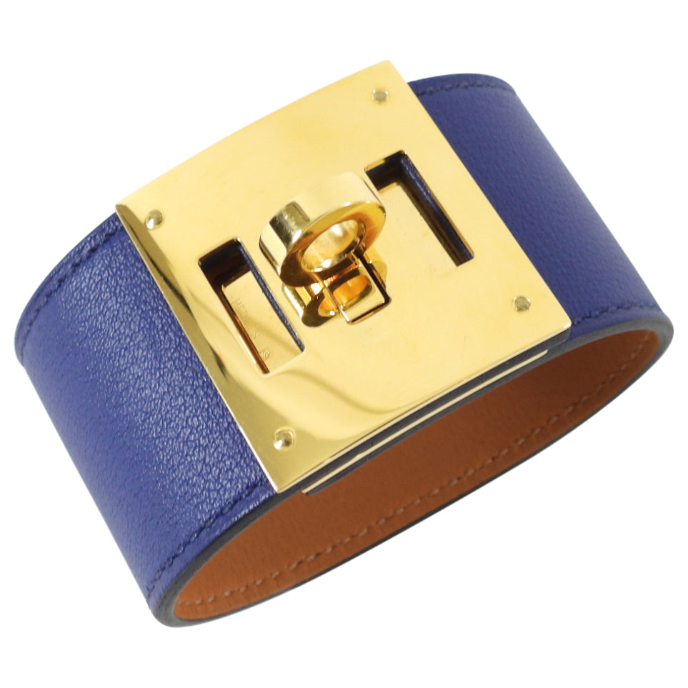Hermes Kelly Dog Bracelet Bleu Saphir Swift Leather GHW