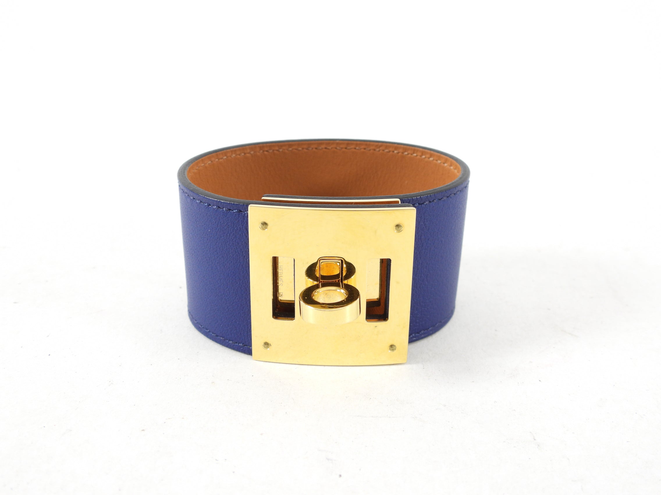Hermes Kelly Dog Bracelet Bleu Saphir Swift Leather GHW