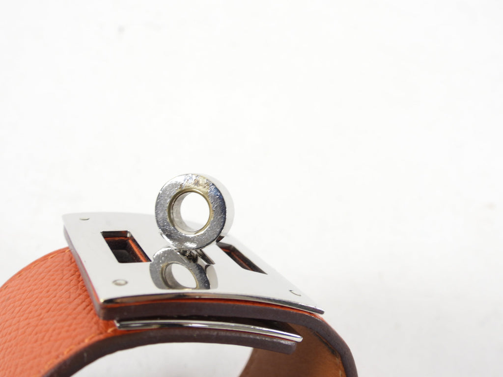 Hermes Orange Epsom Leather Kelly Dog Cuff Bracelet