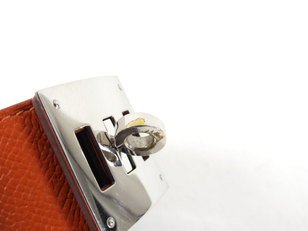 Hermes Orange Epsom Leather Kelly Dog Cuff Bracelet