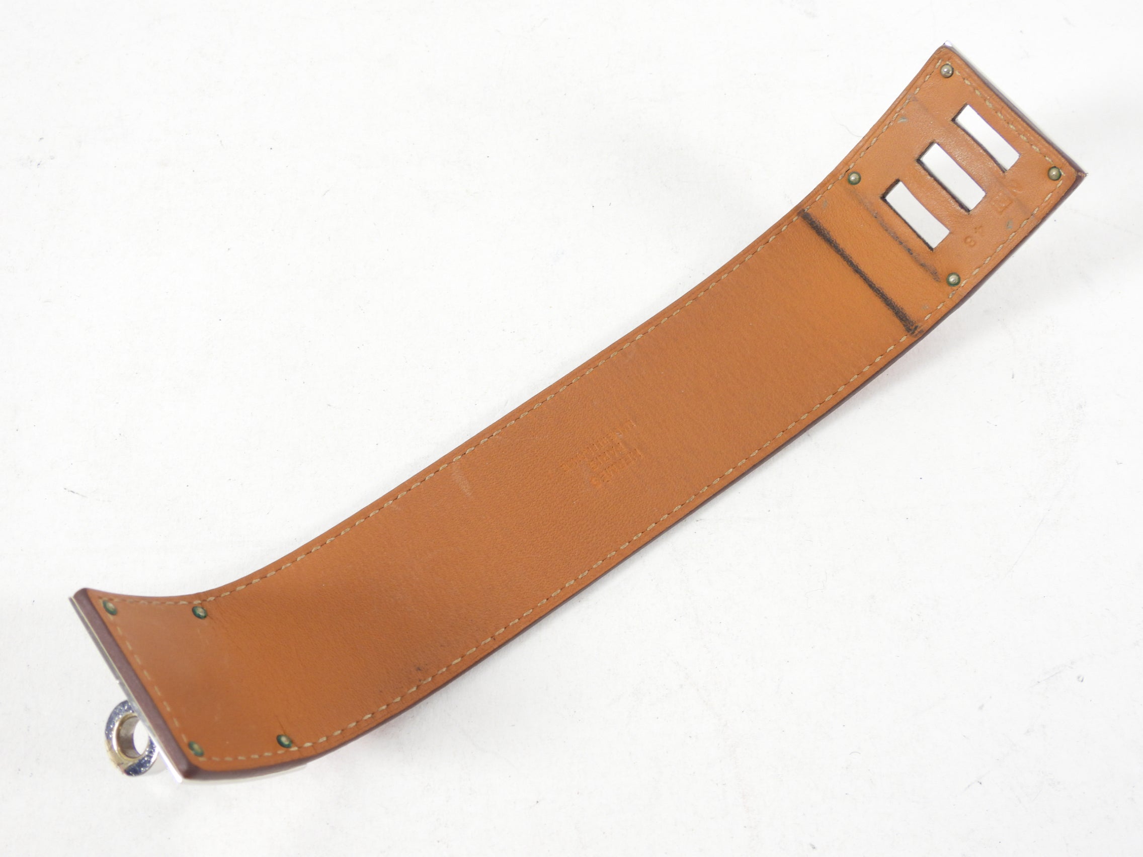 Hermes Orange Epsom Leather Kelly Dog Cuff Bracelet