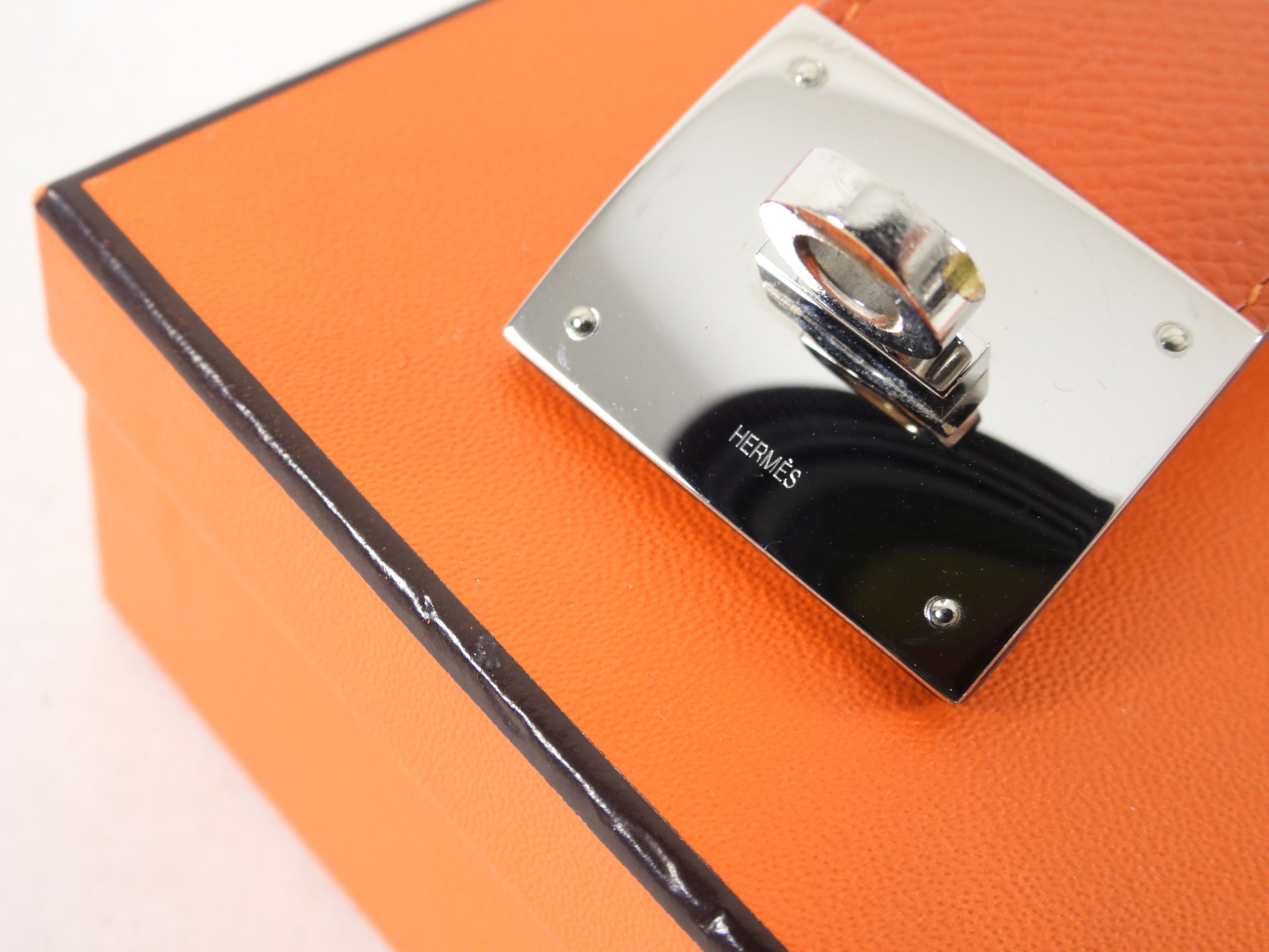 Hermes Orange Epsom Leather Kelly Dog Cuff Bracelet