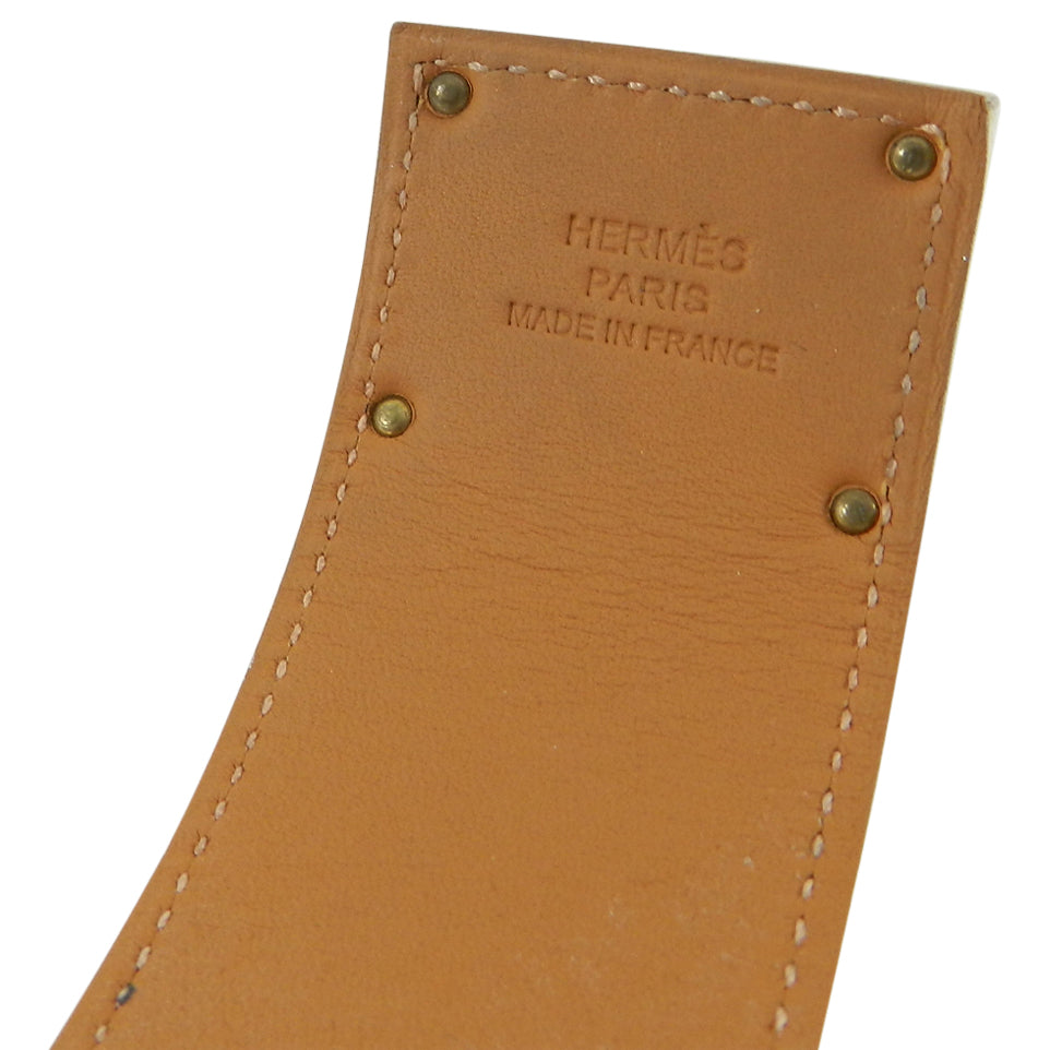 Hermes Kelly Dog Bracelet White Epsom Leather with Rose Gold PM