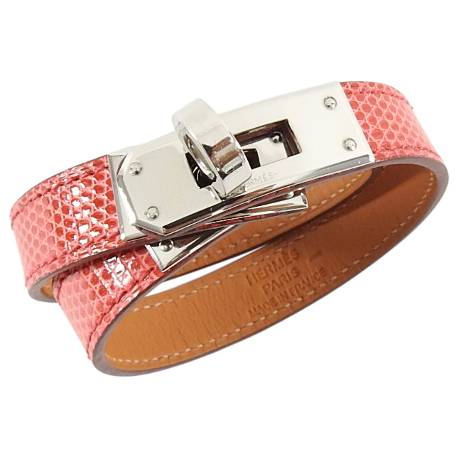 Hermes Kelly Double Tour Bougainvillea Lizard Wrap Bracelet
