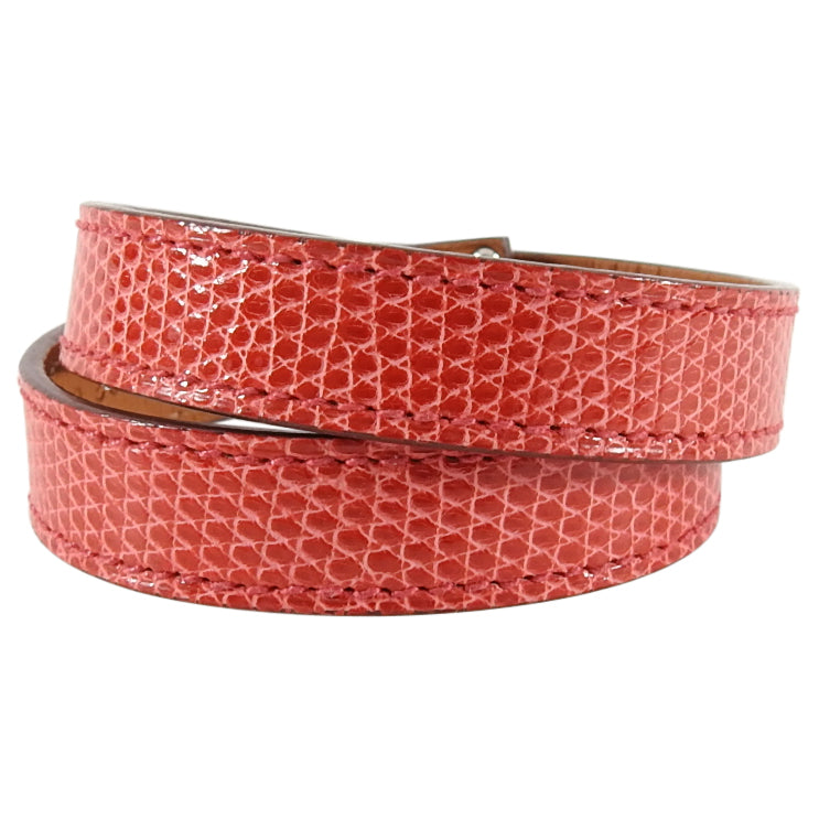 Hermes Kelly Double Tour Bougainvillea Lizard Wrap Bracelet