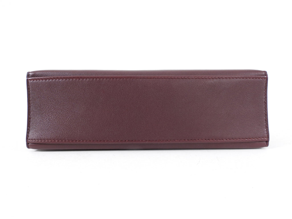 Hermes Kelly Pochette Burgundy Swift Leather SHW