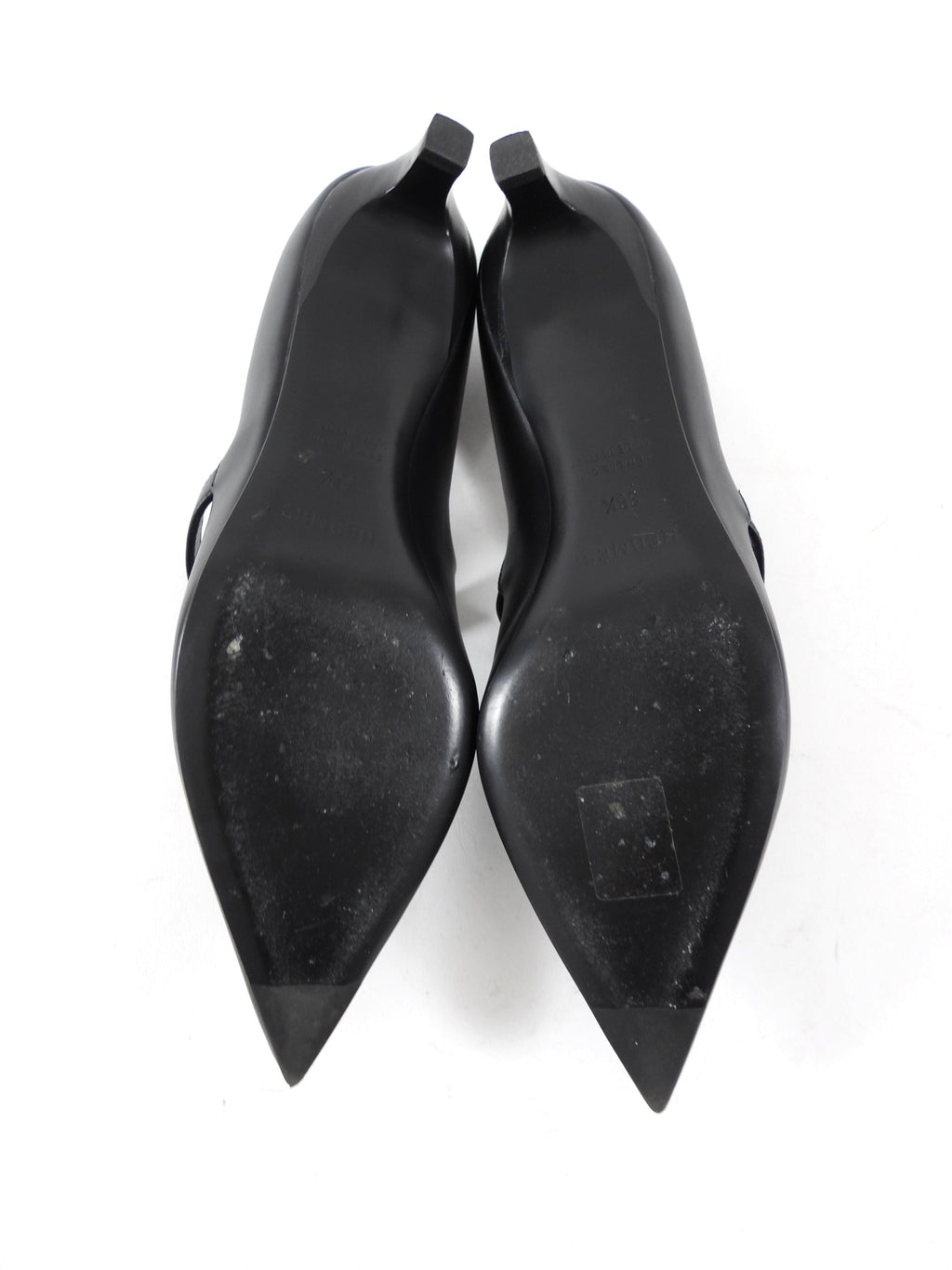Hermes Kiara 40mm Black Leather Pointed Kelly Maryjane Pump - 36.5