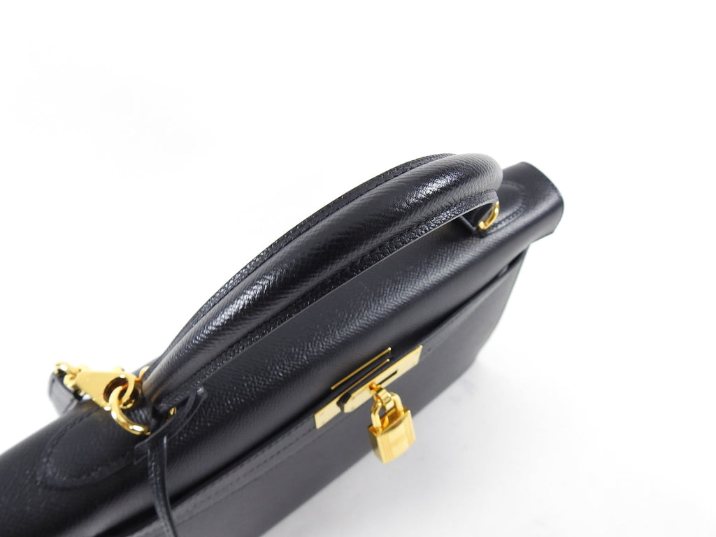 Hermes 2018 Black Epsom Leather Kelly 32 Sellier GHW
