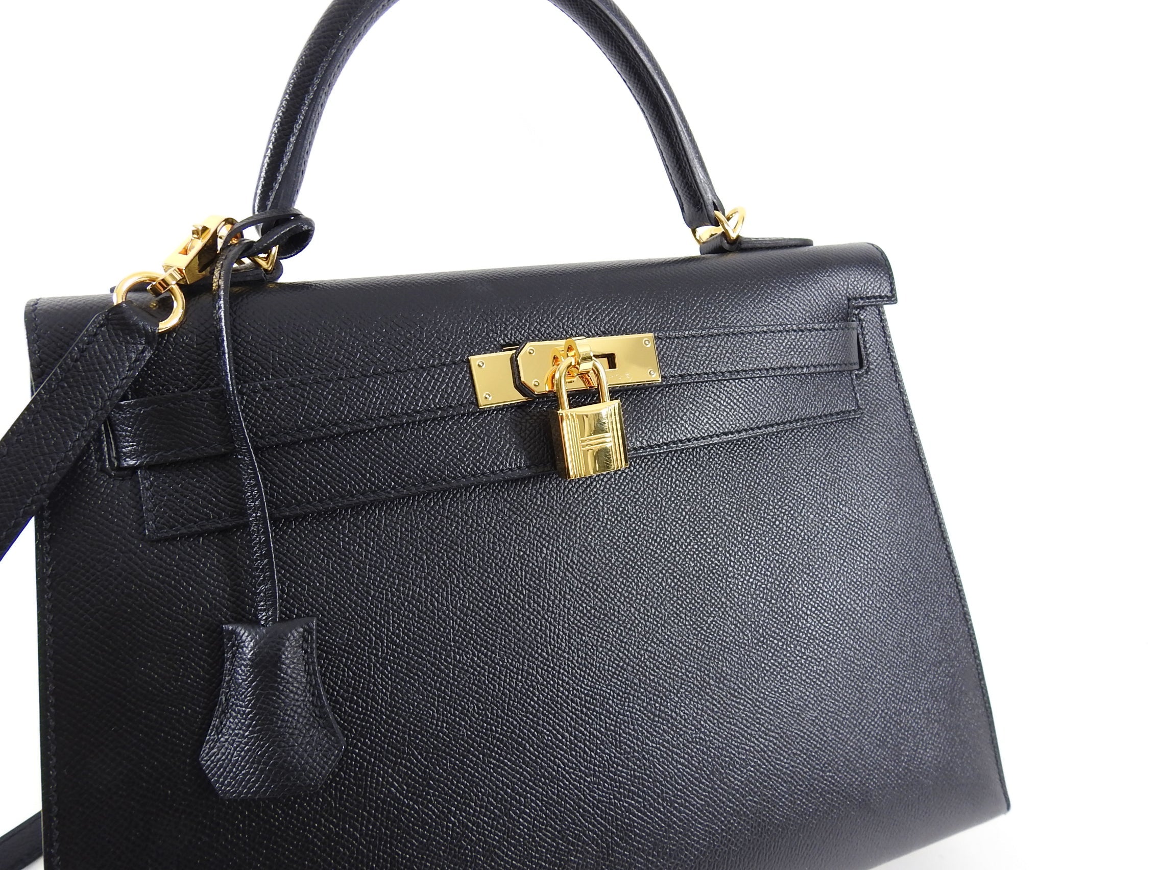 Hermes 2018 Black Epsom Leather Kelly 32 Sellier GHW