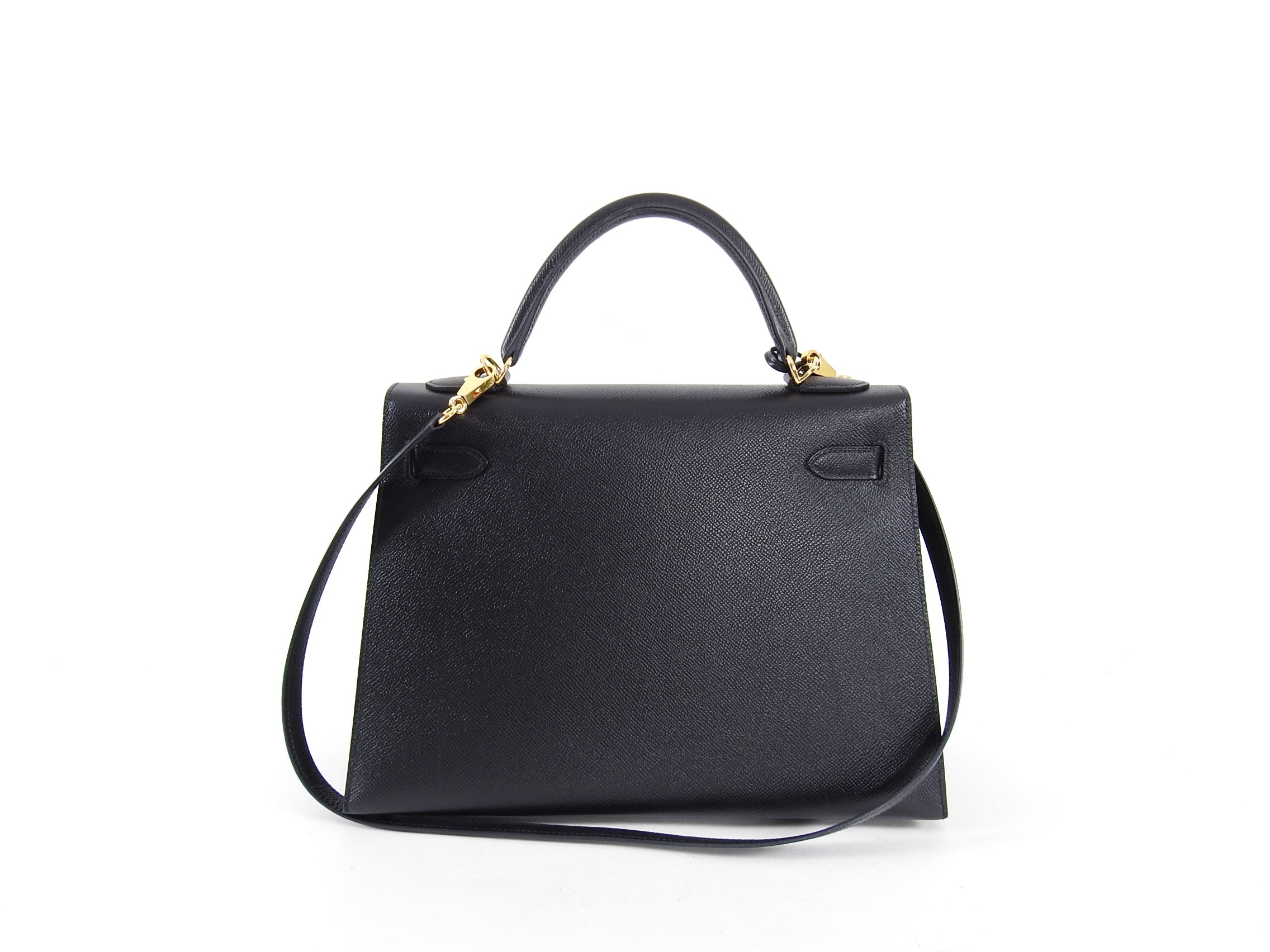 Hermes 2018 Black Epsom Leather Kelly 32 Sellier GHW