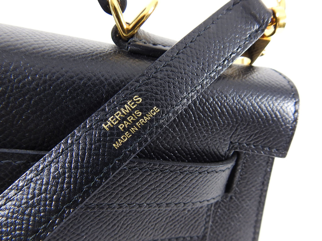 Hermes 2018 Black Epsom Leather Kelly 32 Sellier GHW