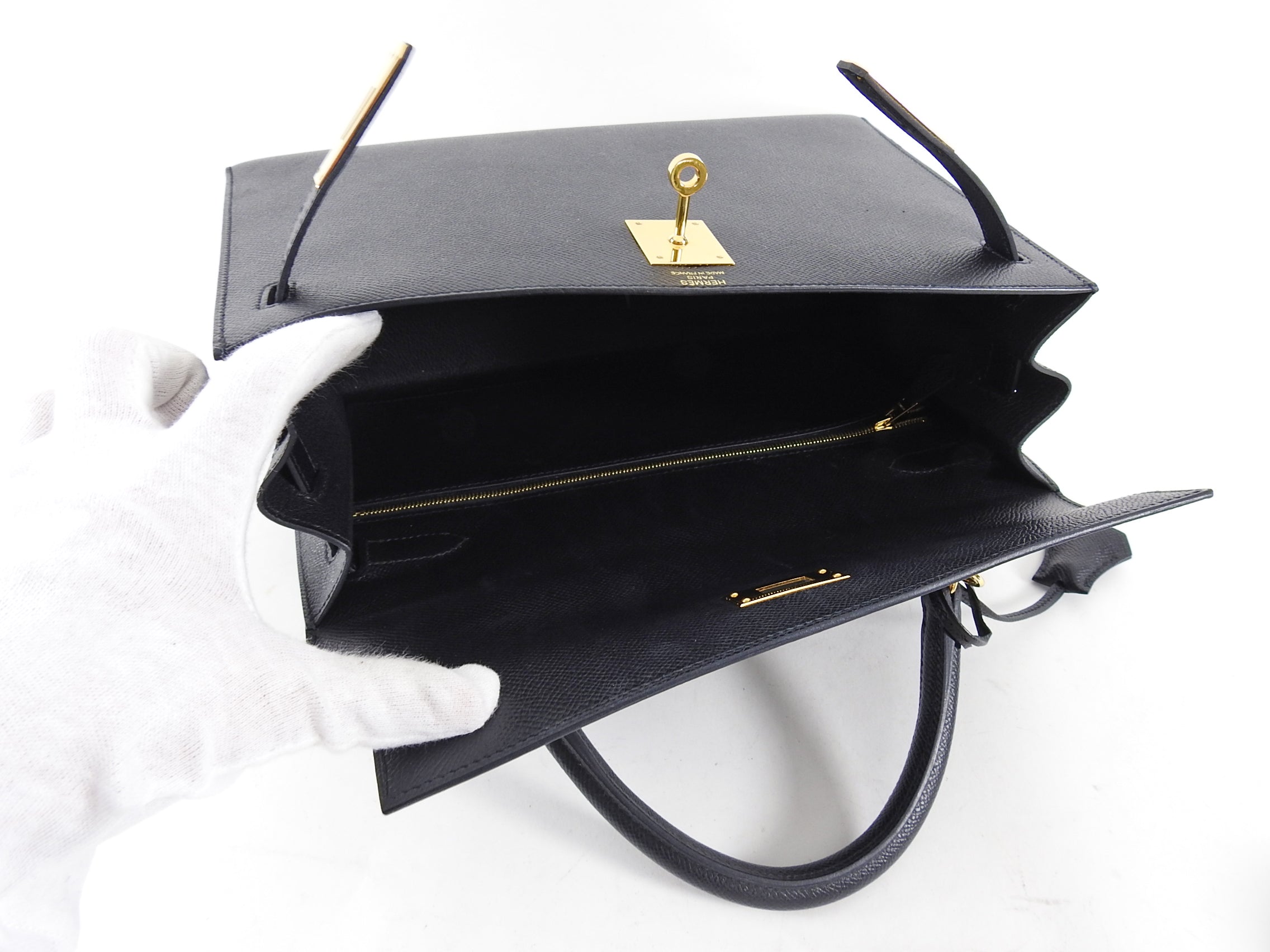 Hermes 2018 Black Epsom Leather Kelly 32 Sellier GHW