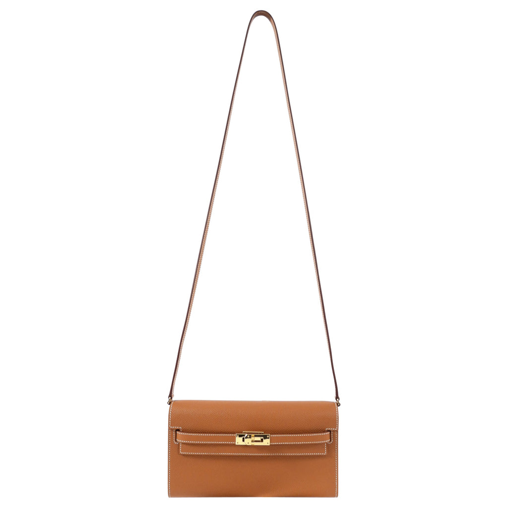 Hermes Kelly To Go Wallet in Epsom Gold GHW