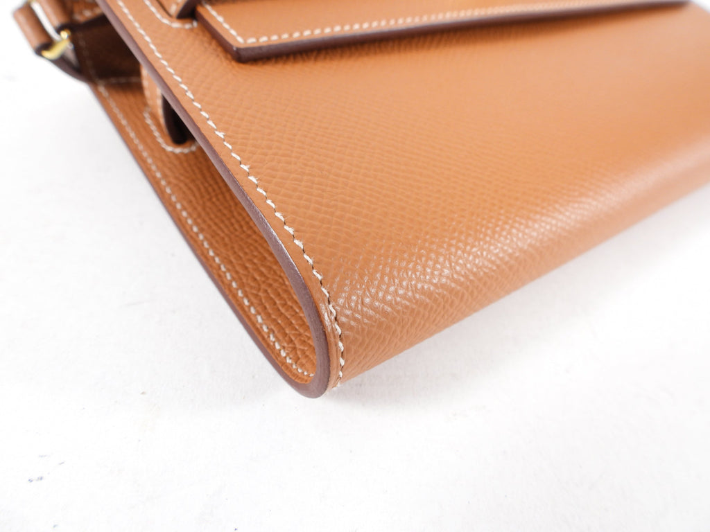 Hermes Kelly To Go Wallet in Epsom Gold GHW
