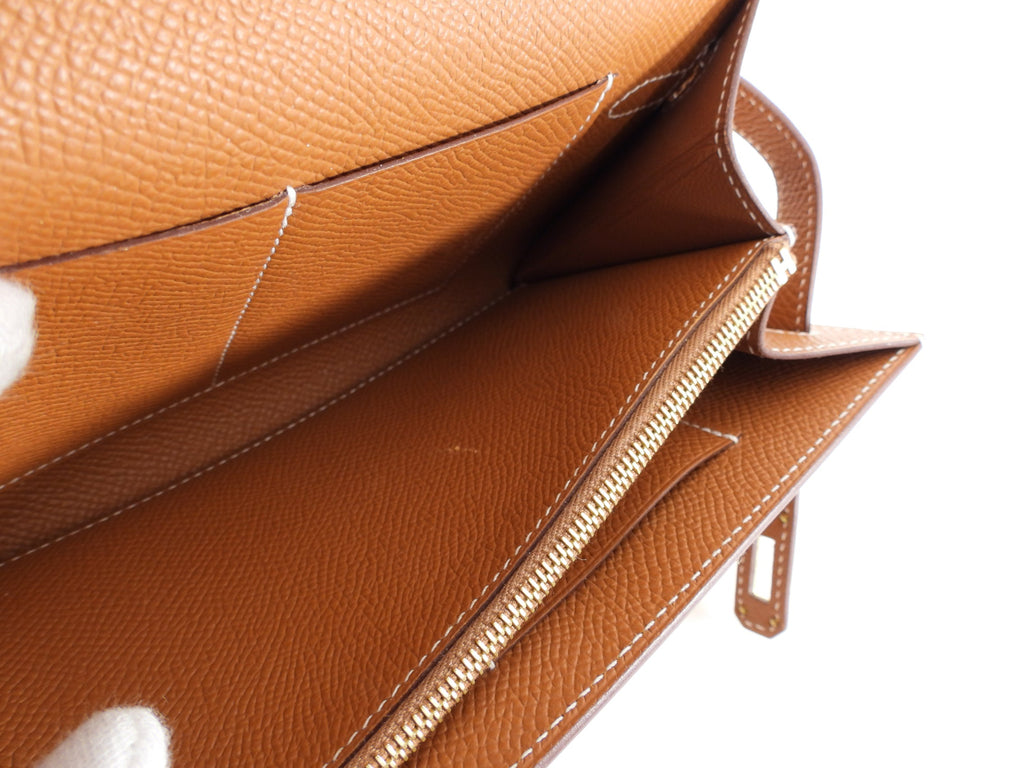 Hermes Kelly To Go Wallet Gold Epsom GHW