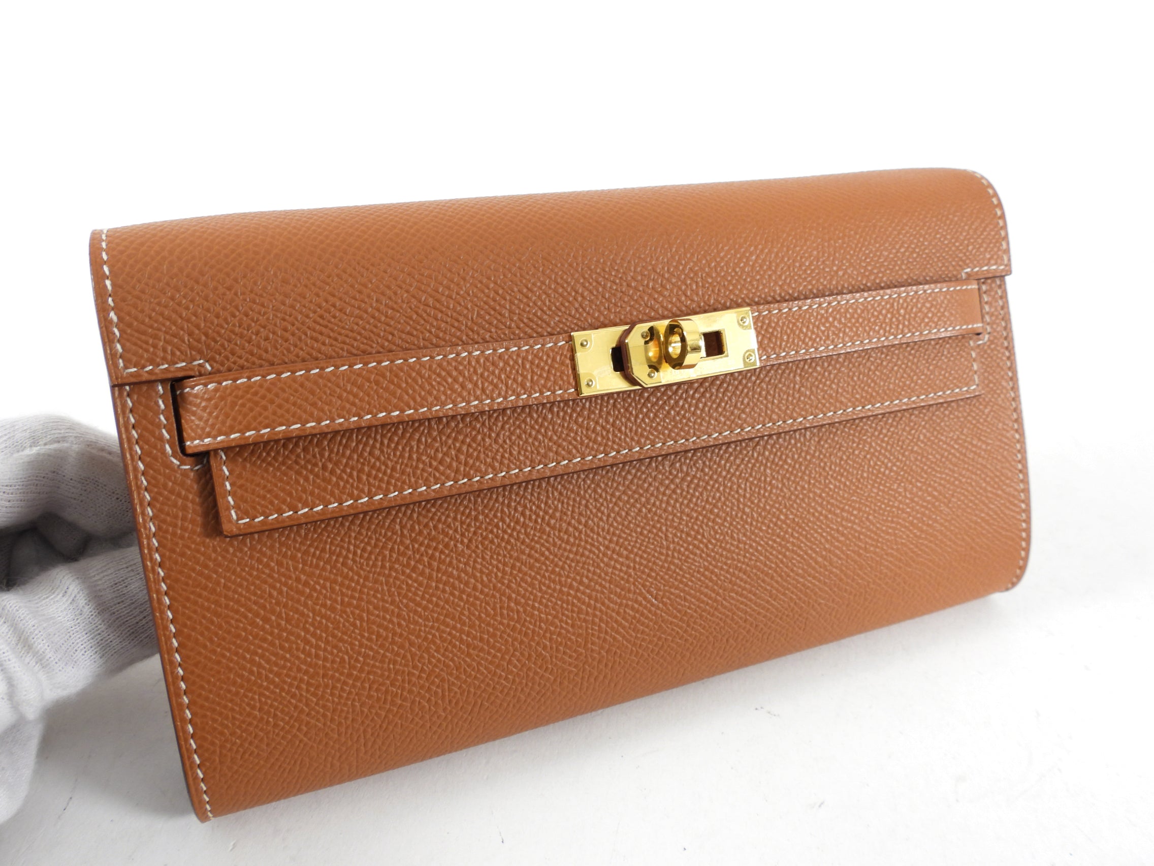 Hermes Kelly To Go Wallet Gold Epsom GHW