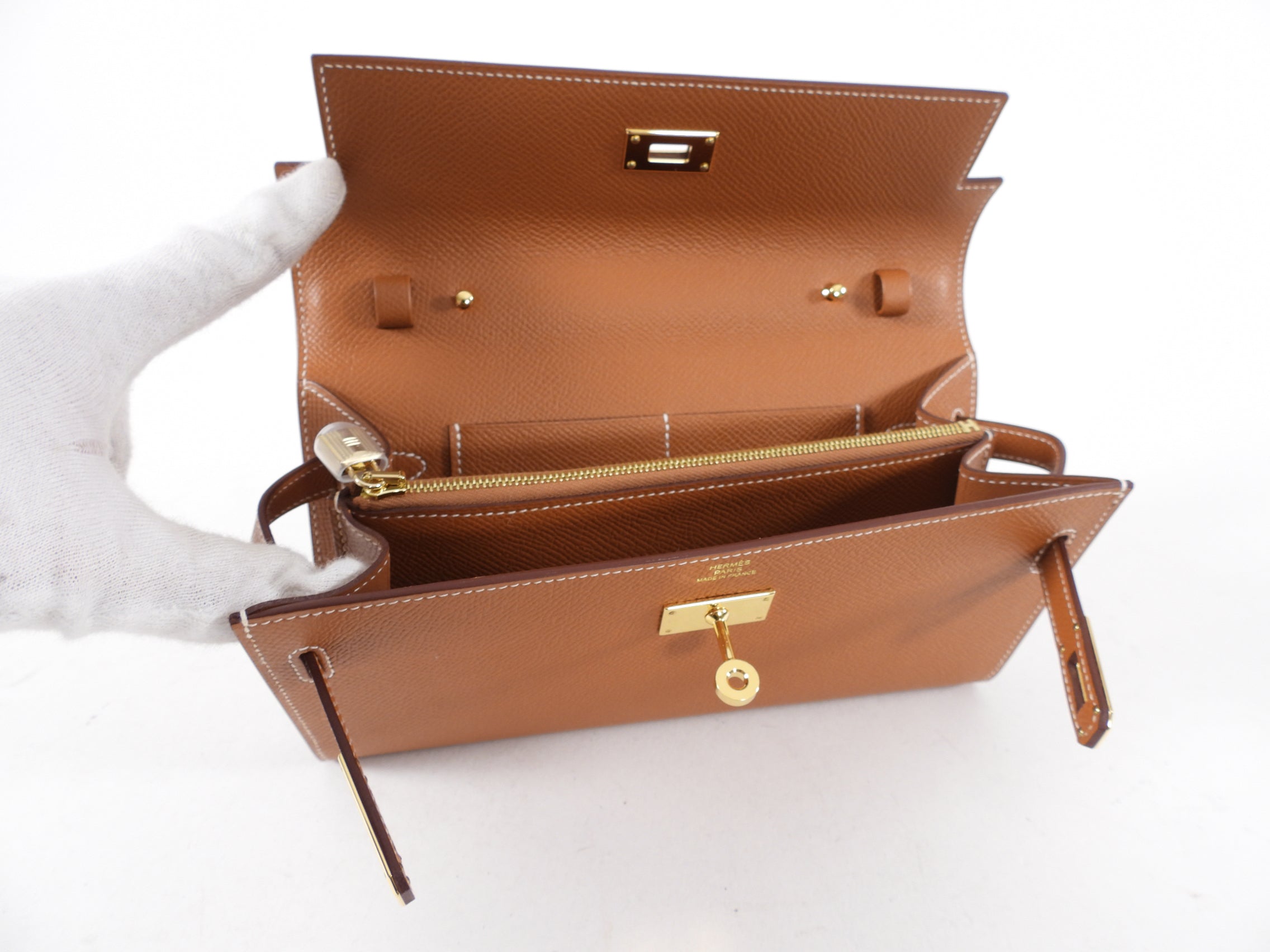 Hermes Kelly To Go Wallet in Epsom Gold GHW
