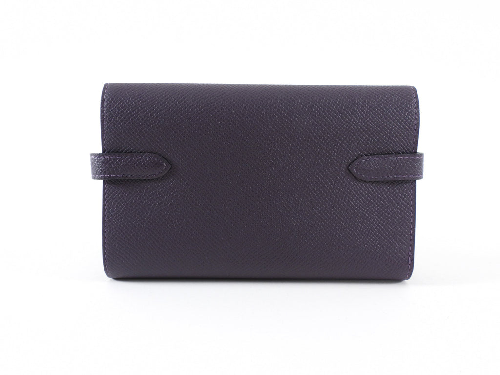 Hermes  Raisin Anemone Epsom GHW Kelly Verso Wallet