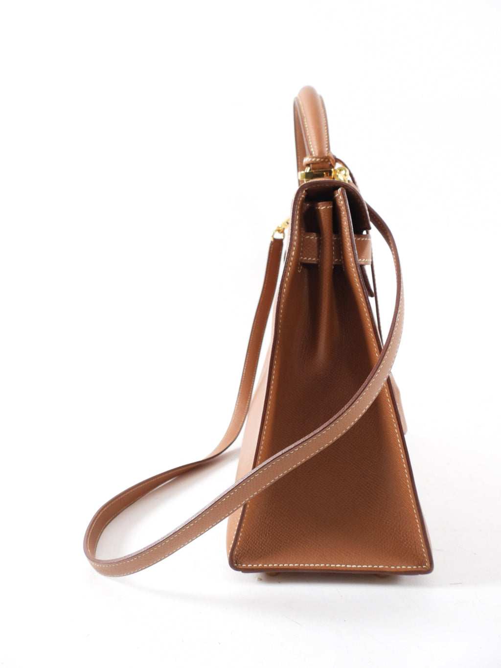 Hermes Vintage 1997 Kelly 32 Gold Courchevel Sellier Bag GHW