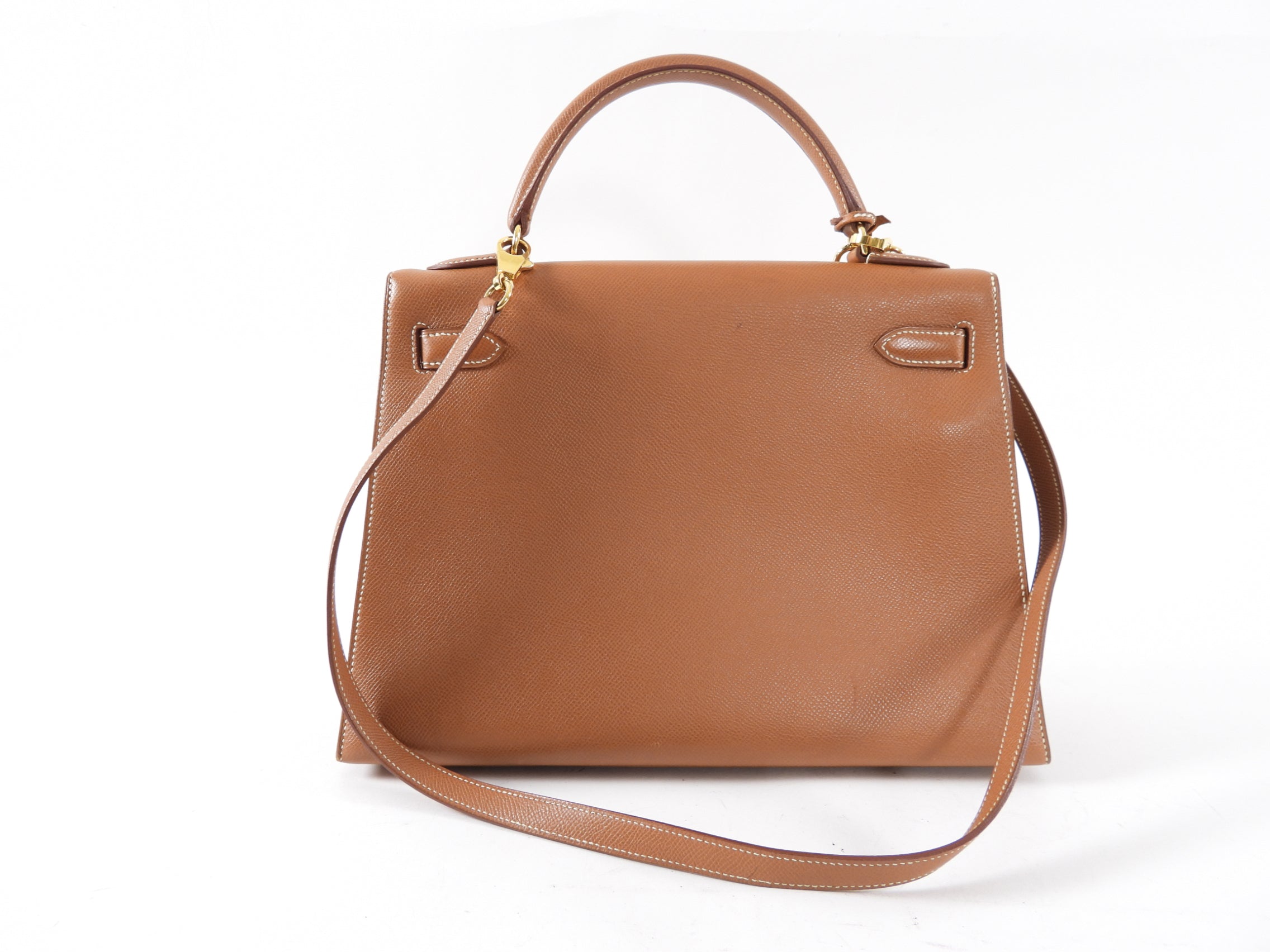 Hermes Vintage 1997 Kelly 32 Gold Courchevel Sellier Bag GHW