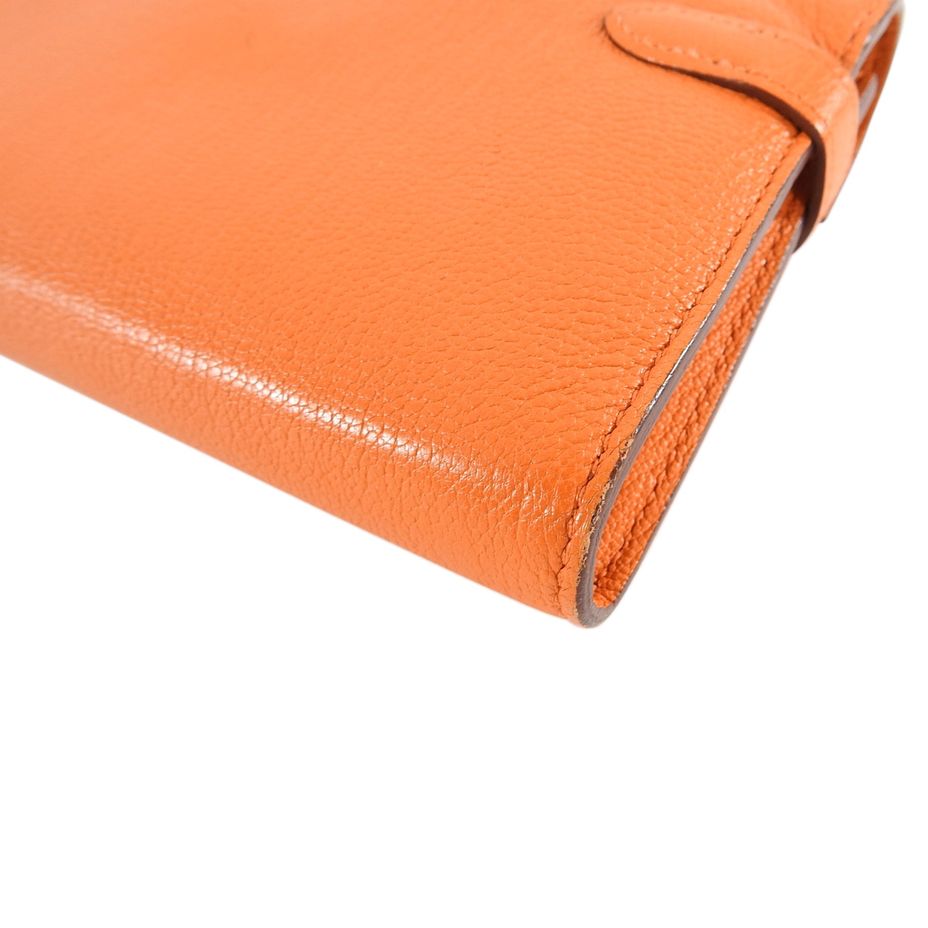 Hermes Orange Kelly Classic Longue Wallet Chevre