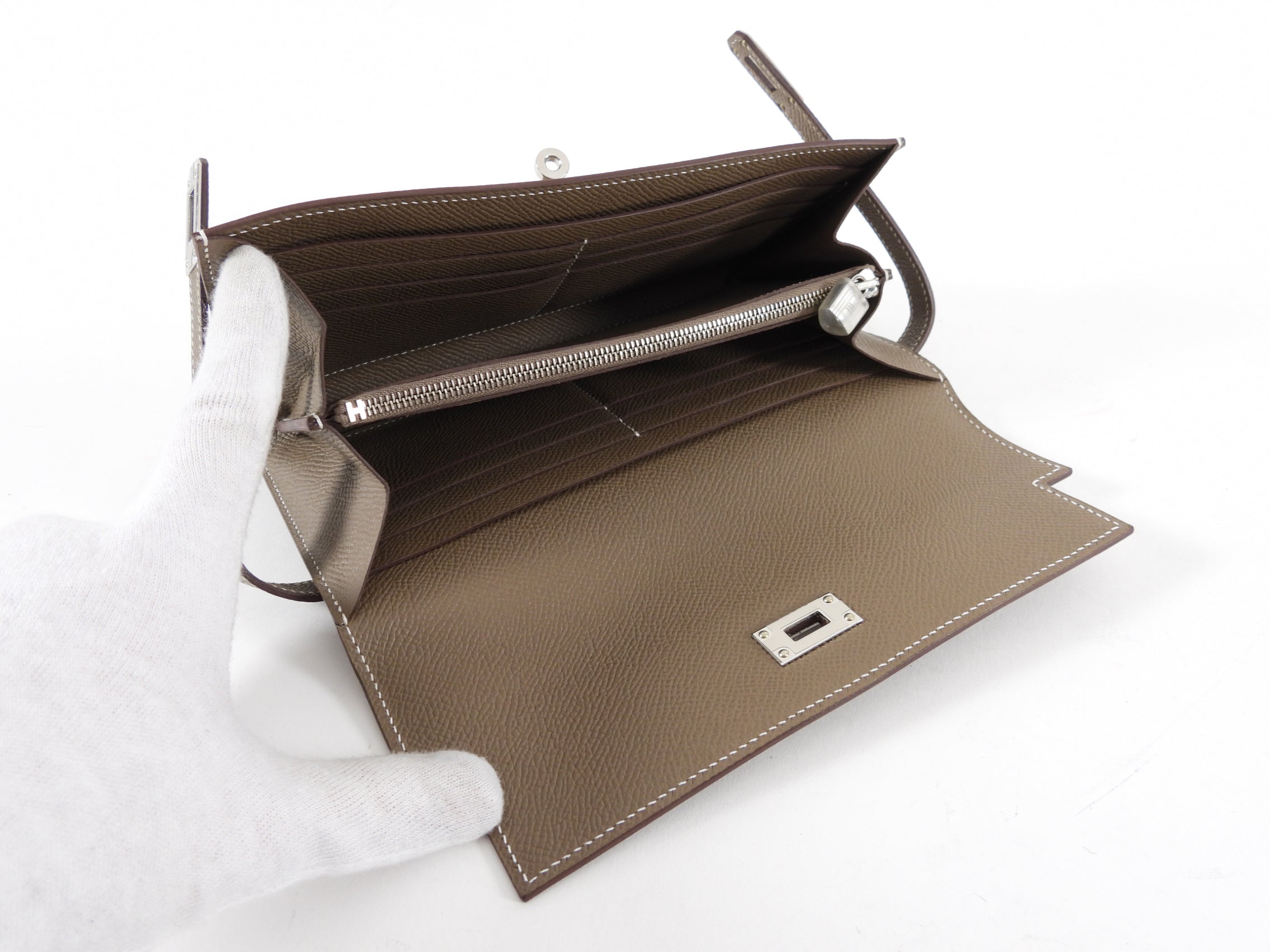 Hermes Kelly Classic Etoupe Epsom Wallet PHW
