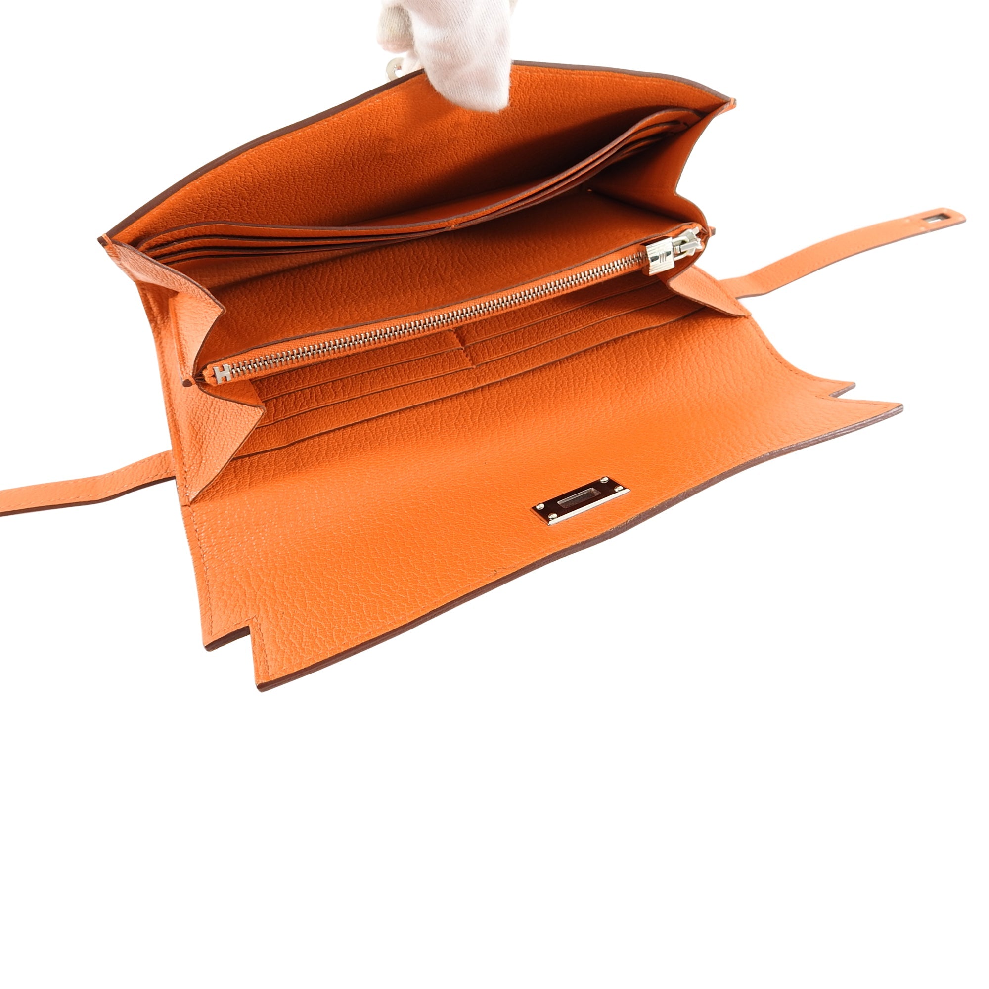 Hermes Orange Kelly Classic Longue Wallet Chevre