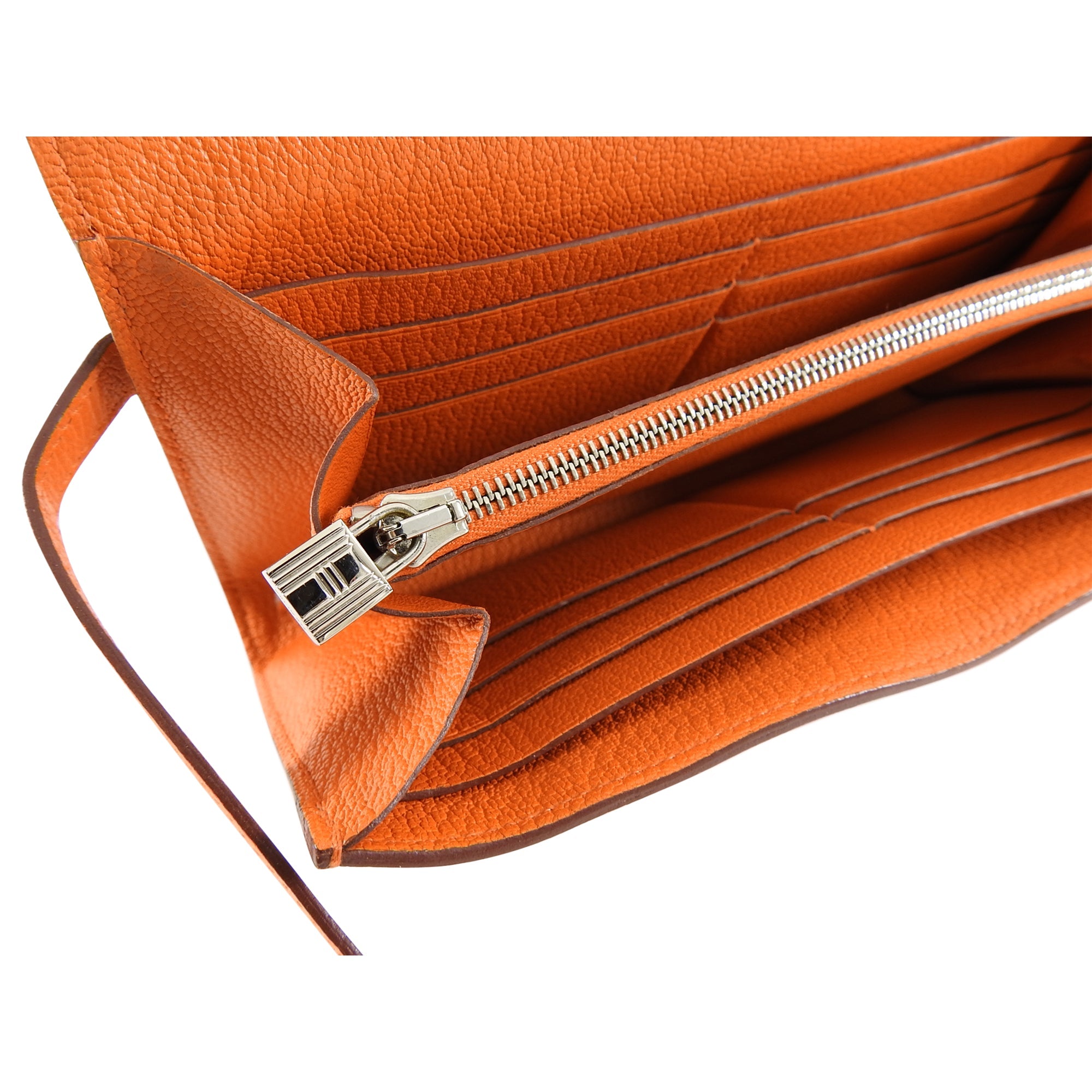 Hermes Orange Kelly Classic Longue Wallet Chevre