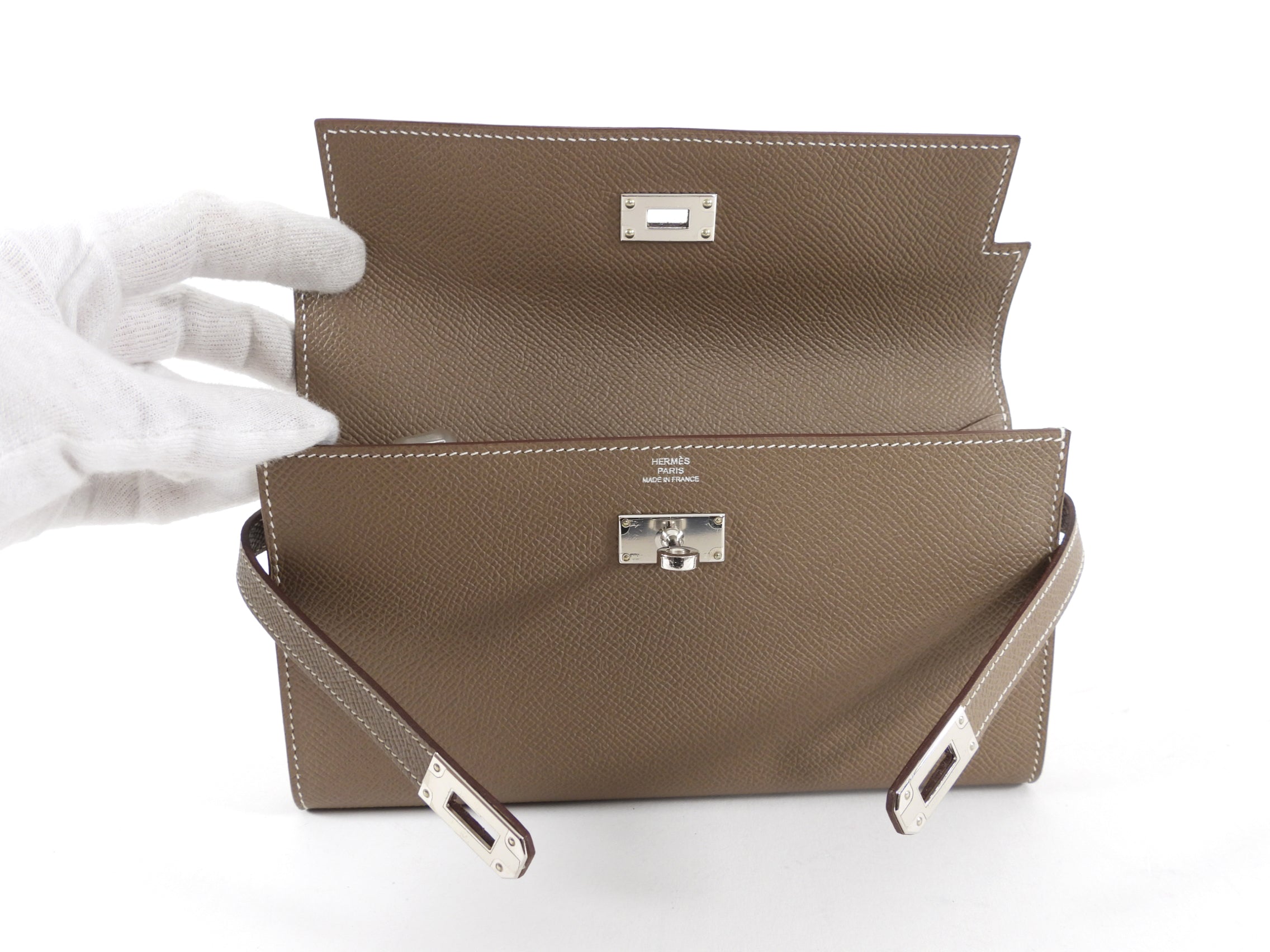 Hermes Kelly Classic Etoupe Epsom Wallet PHW