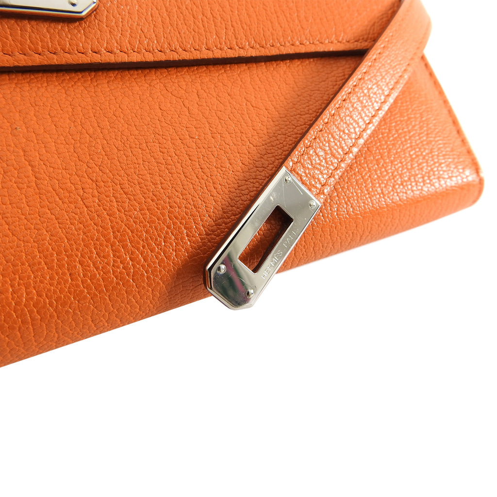 Hermes Orange Kelly Classic Longue Wallet Chevre