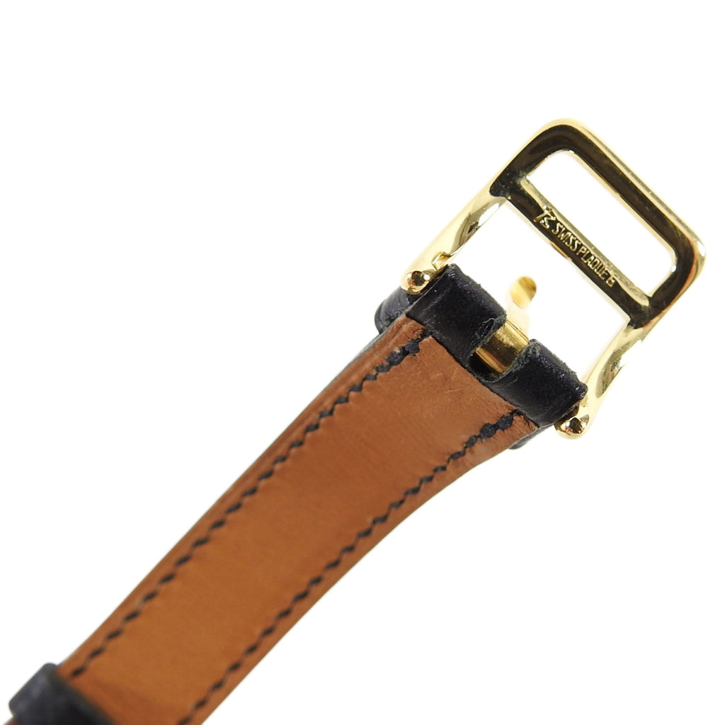 Hermes Vintage 1996 Black Epsom and Gold Kelly Watch