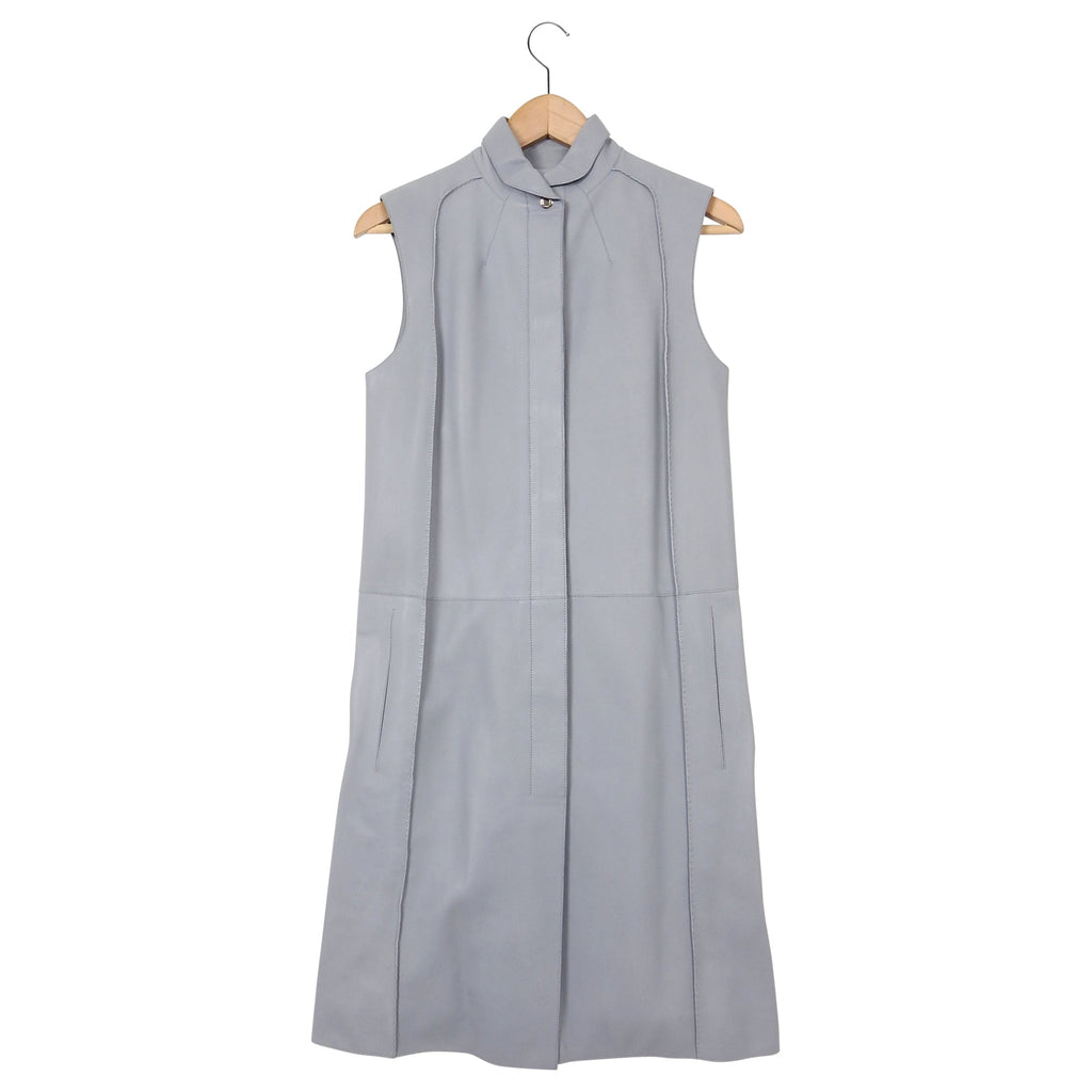 Hermes Light Blue Lambskin Leather Sleeveless Dress – FR34 / USA 2 / 4