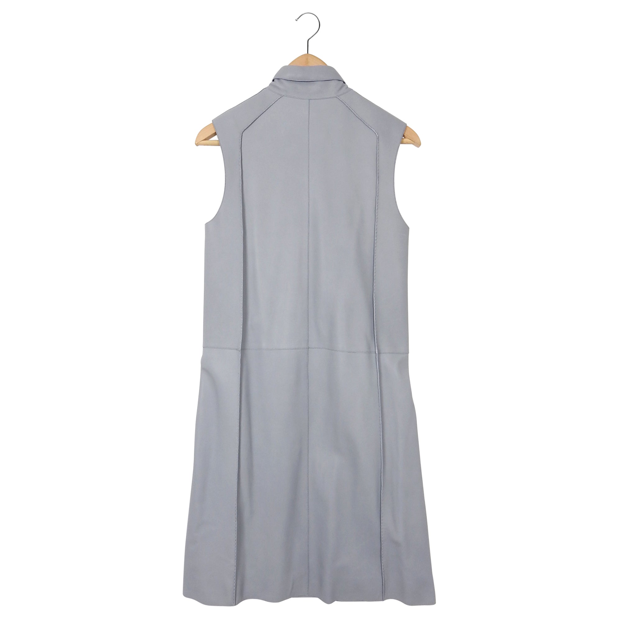 Hermes Light Blue Lambskin Leather Sleeveless Dress – FR34 / USA 2 / 4