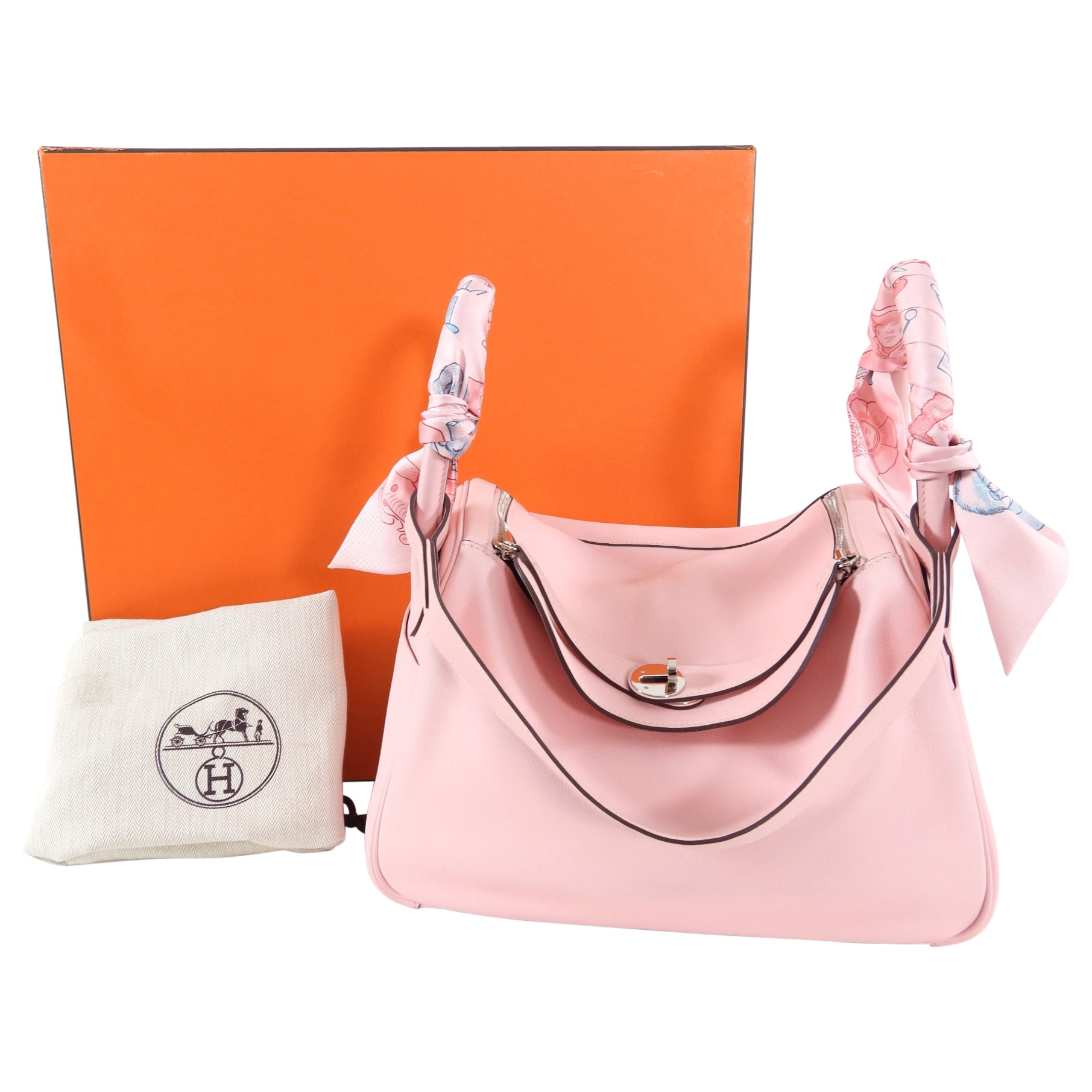 Hermes Lindy 30cm Swift Rose Sakura with Twillys