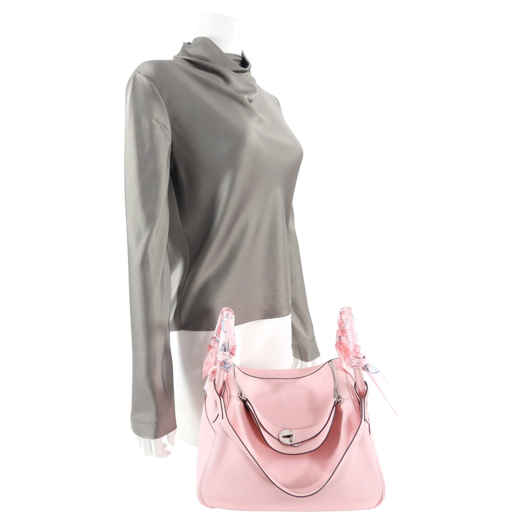 Hermes Lindy 30cm Swift Rose Sakura with Twillys