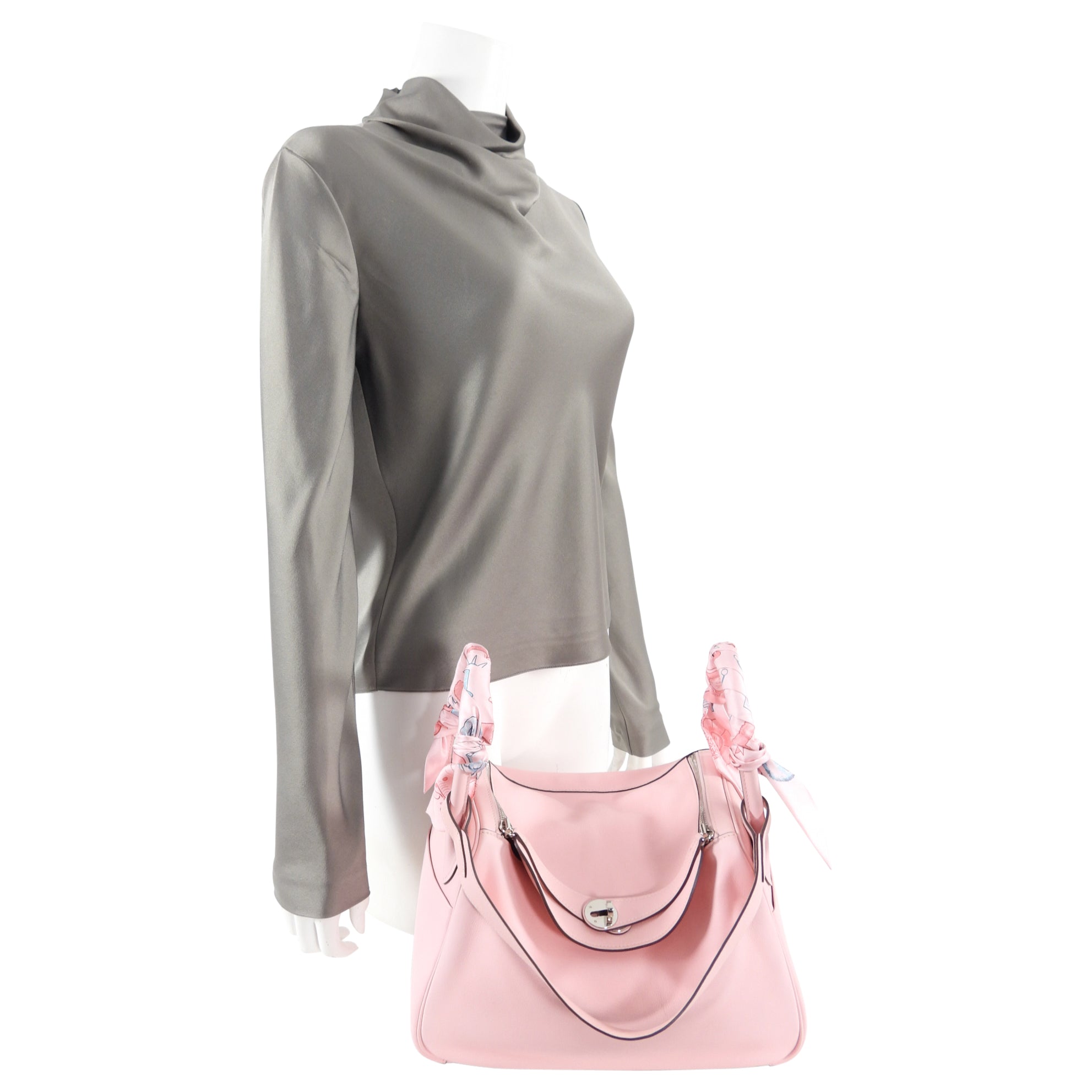 Hermes Lindy 30cm Swift Rose Sakura with Twillys