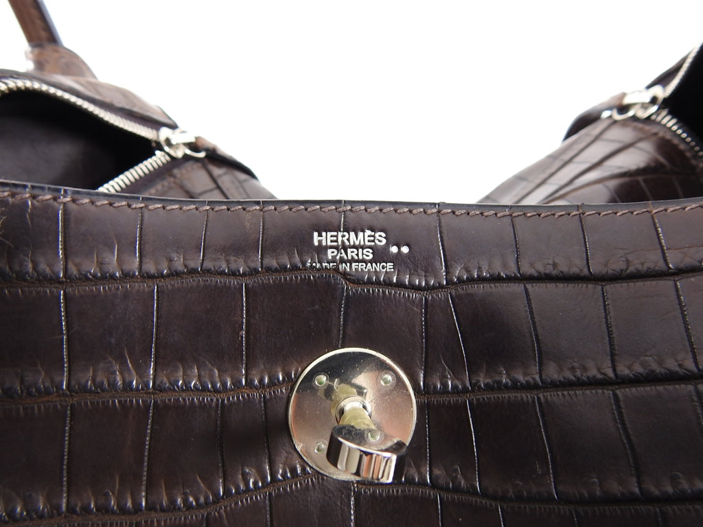Hermes Exotic Niloticus Crocodile Matte Chocolat Dark Brown Lindy 30 PHW