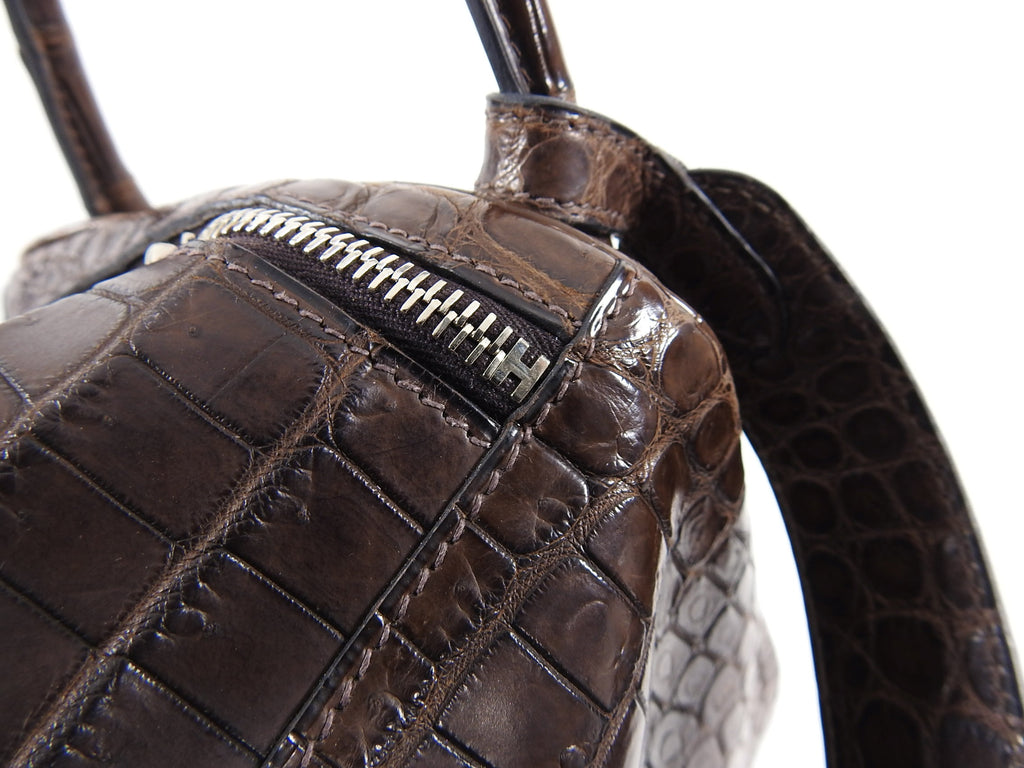Hermes Exotic Niloticus Crocodile Matte Chocolat Dark Brown Lindy 30 PHW