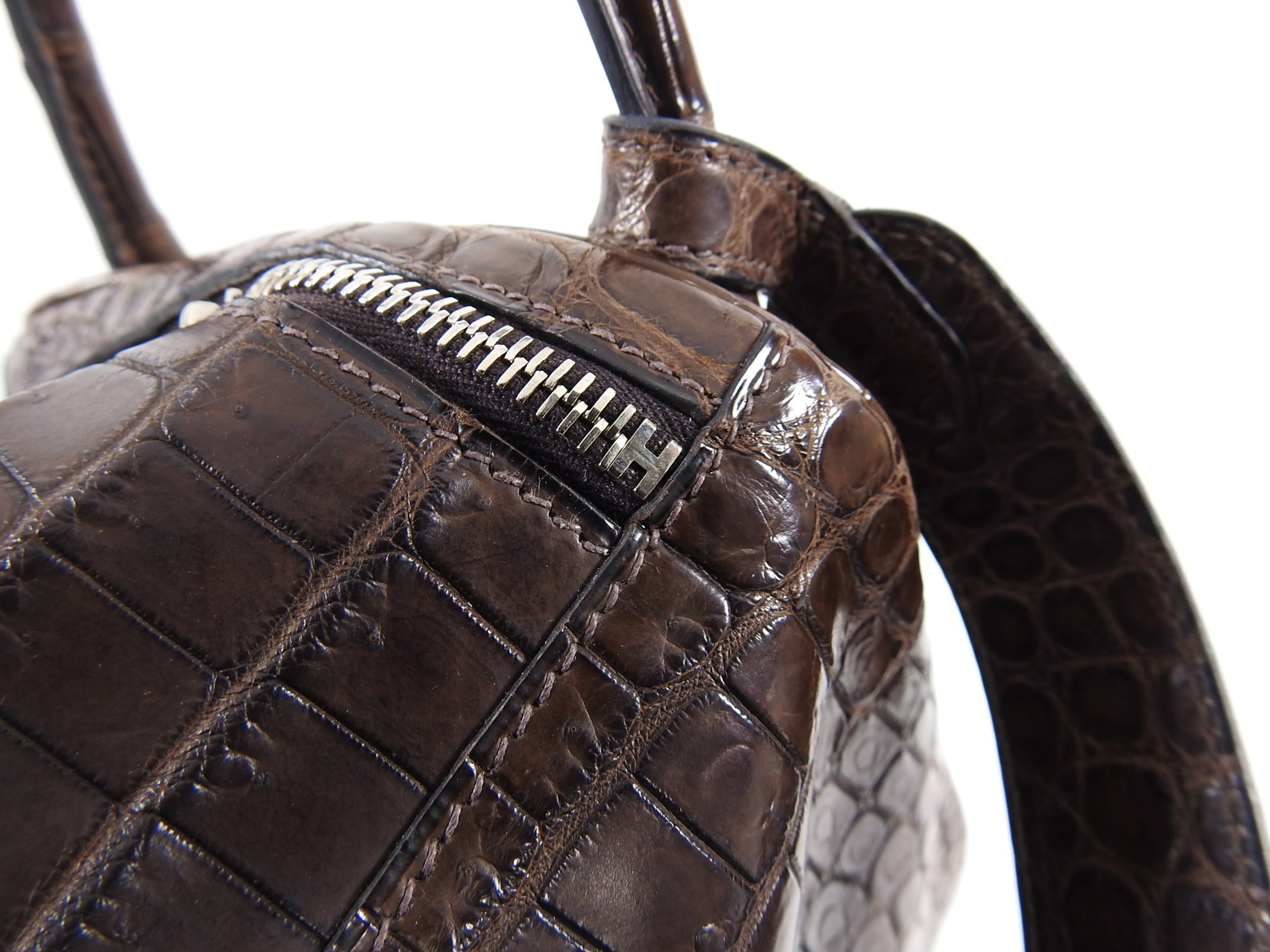 Hermes Exotic Niloticus Crocodile Matte Chocolat Dark Brown Lindy 30 PHW