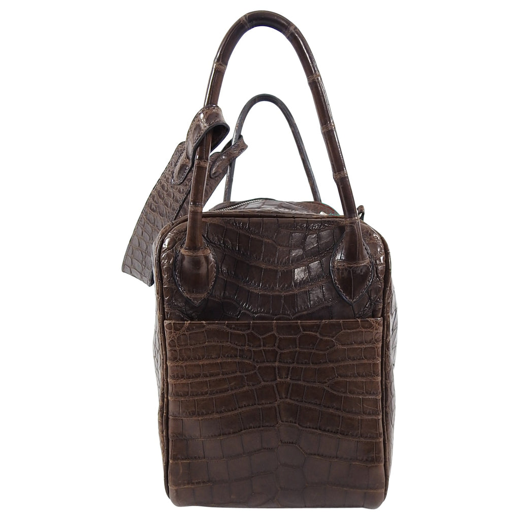 Hermes Exotic Niloticus Crocodile Matte Chocolat Dark Brown Lindy 30 PHW